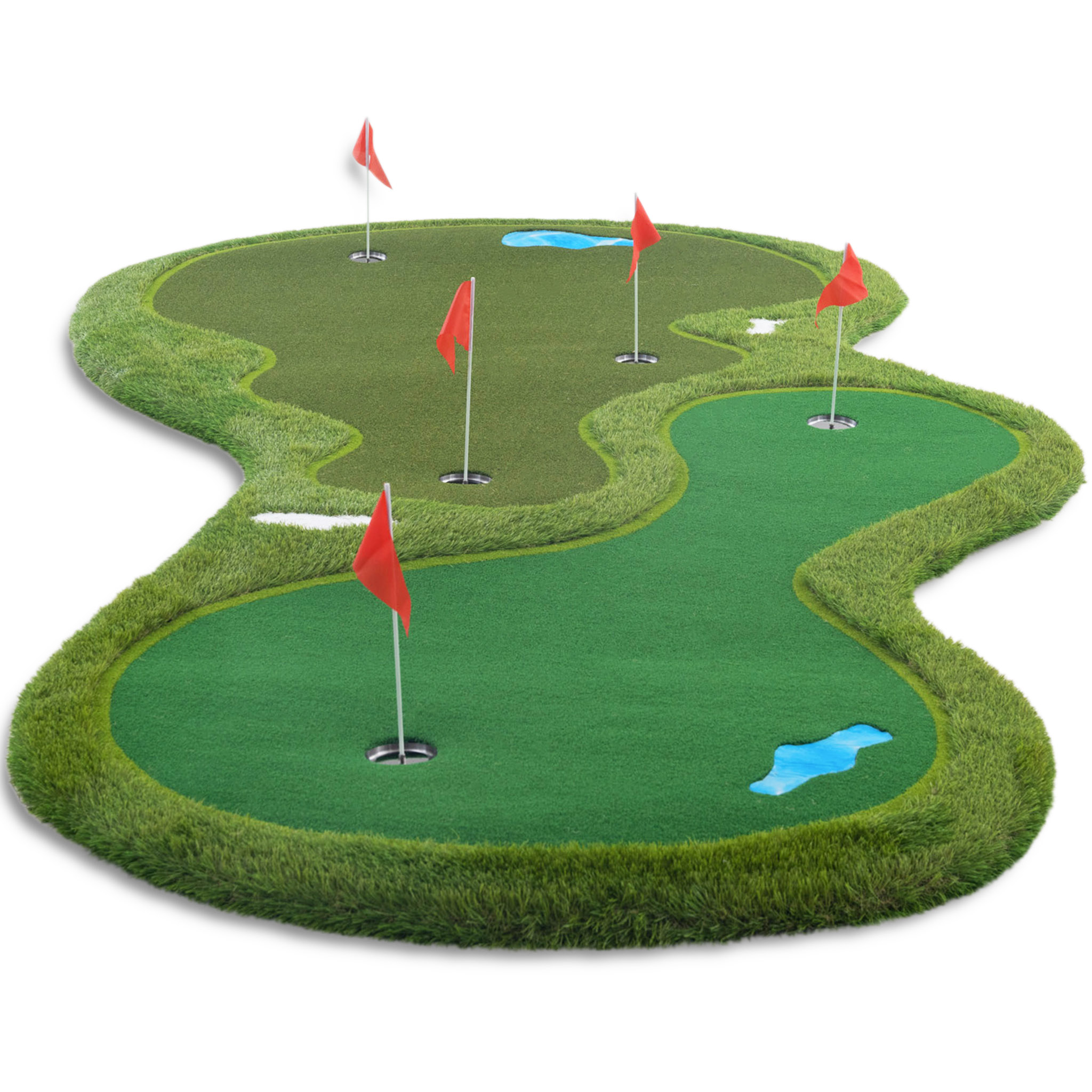Golfmatta Pro | Dubbla greener och vattenhinder | 4x2m Golfmatta Pro | Dubbla greener och vattenhinder | 4x2m