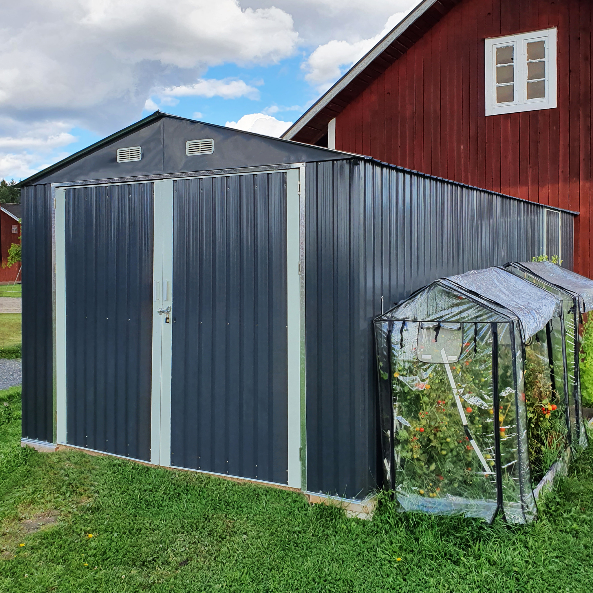 Pl�tgarage 18m� | Dubbel d�rr |�Komplett byggsats