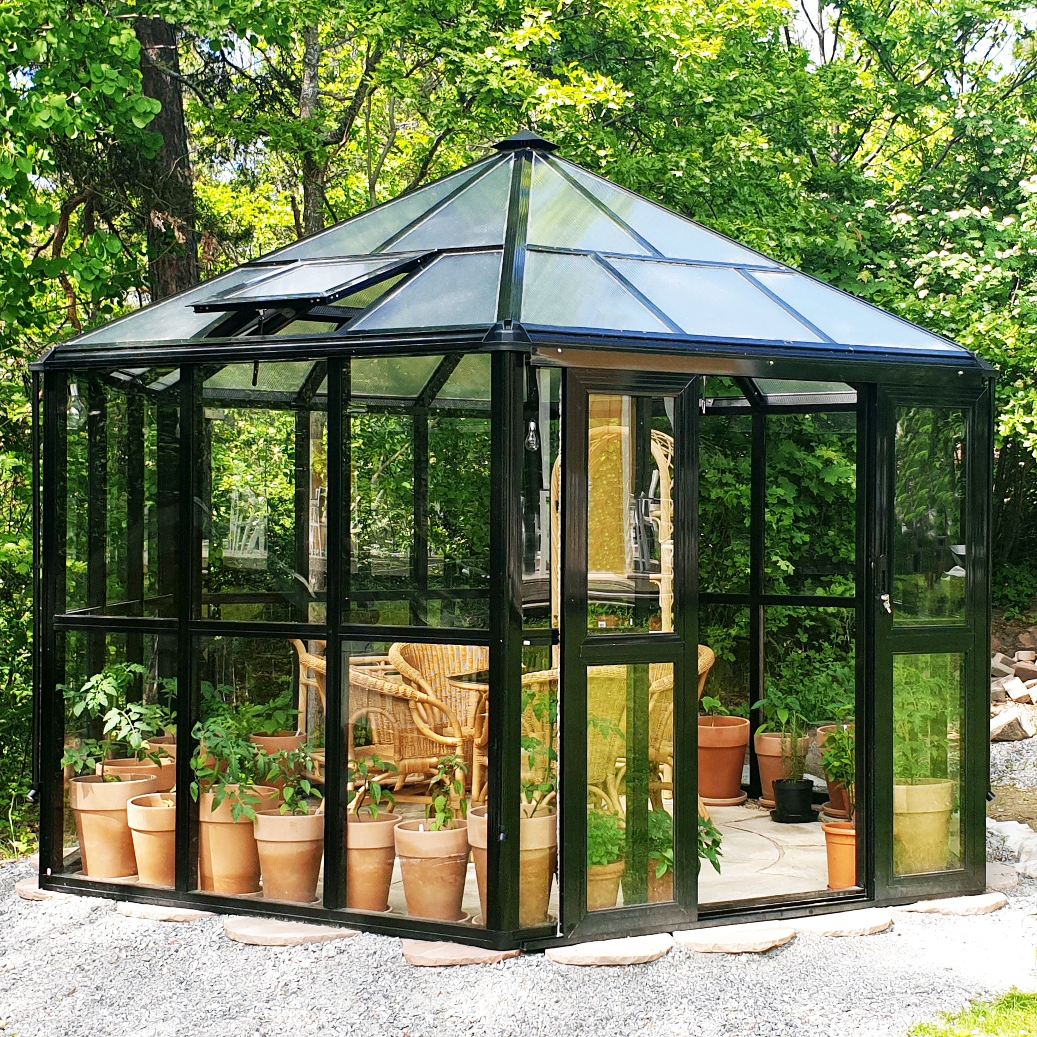Orangeri/Lusthus 10m² | Sexkantigt växthus | Säkerhetsglas Orangeri/Lusthus 10m² | Sexkantigt växthus | Säkerhetsglas