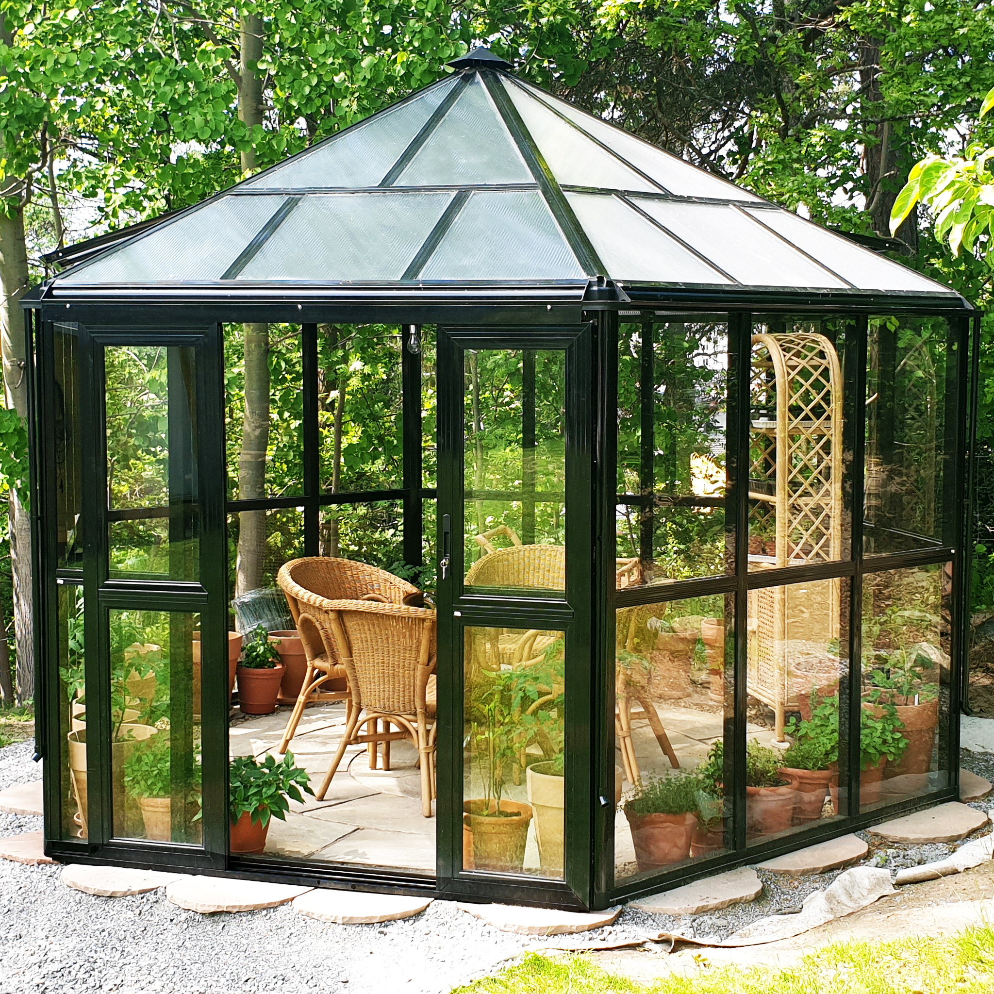 Orangeri/Lusthus 10m² | Sexkantigt växthus | Säkerhetsglas Orangeri/Lusthus 10m² | Sexkantigt växthus | Säkerhetsglas