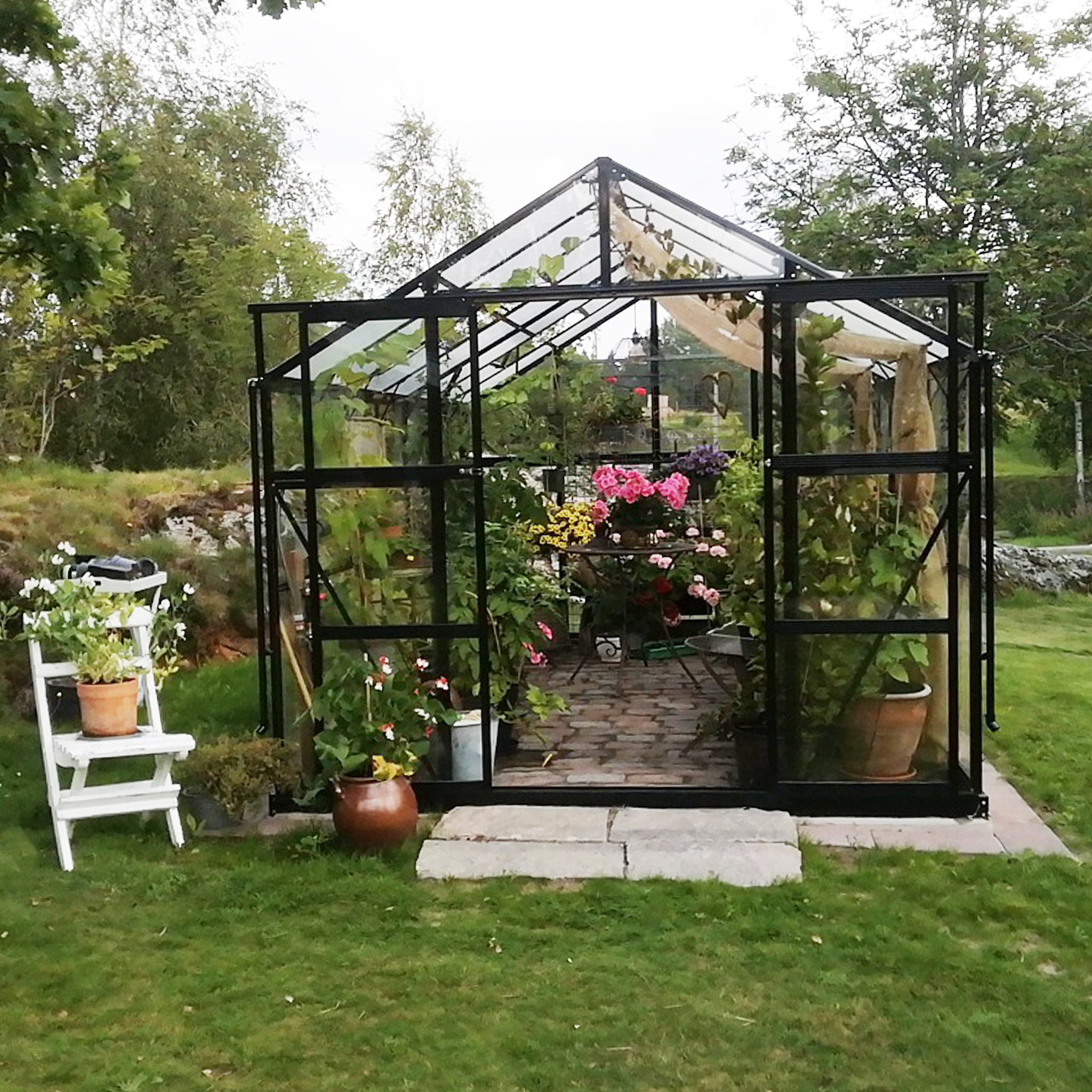 Glasv�xthus 11,1m� | 4mm s�kerhetsglas | 5 �rs stormgaranti