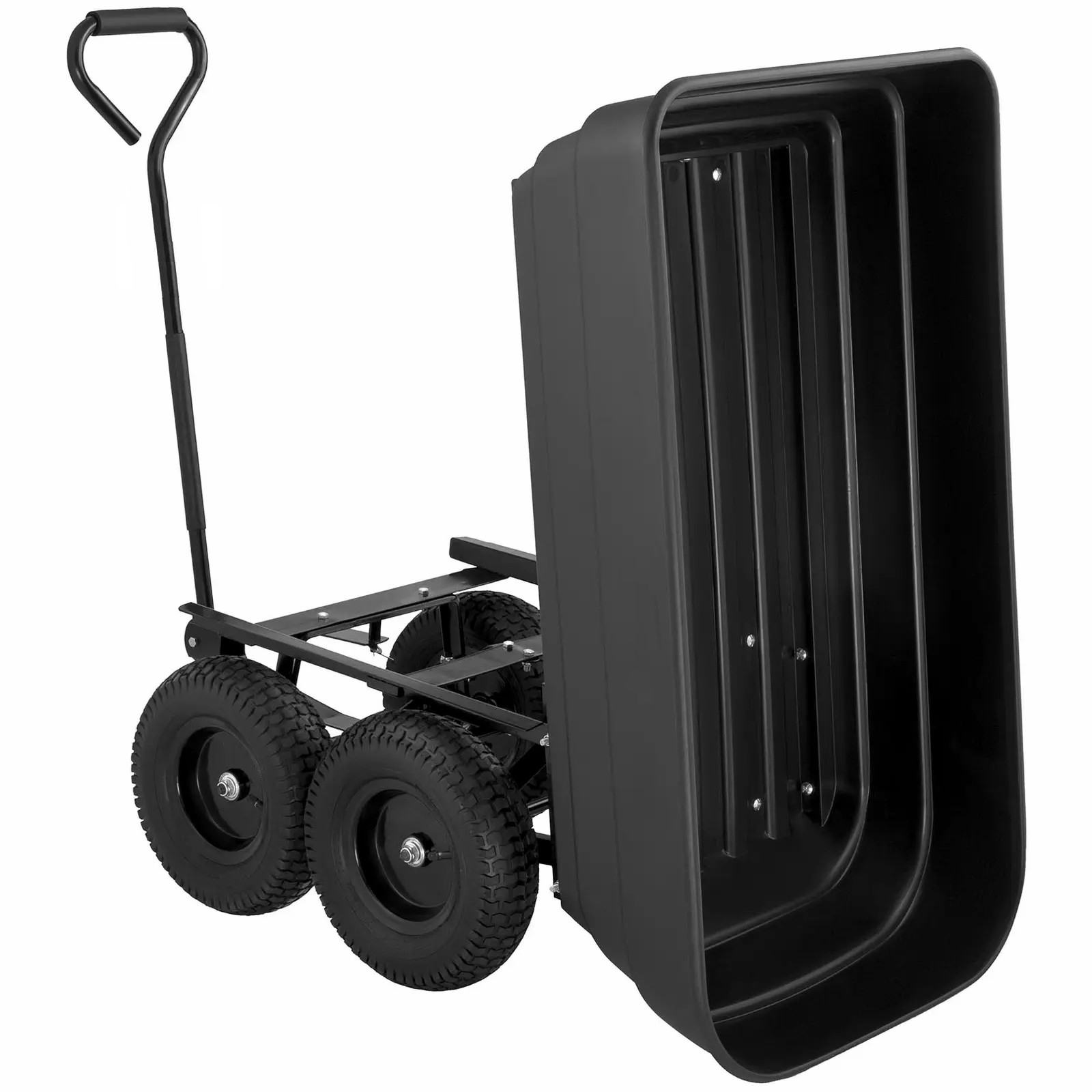 Tippbar trädgårdsvagn 125L | Hållbar stålram | Svart Tippbar trädgårdsvagn 125L | Hållbar stålram | Svart