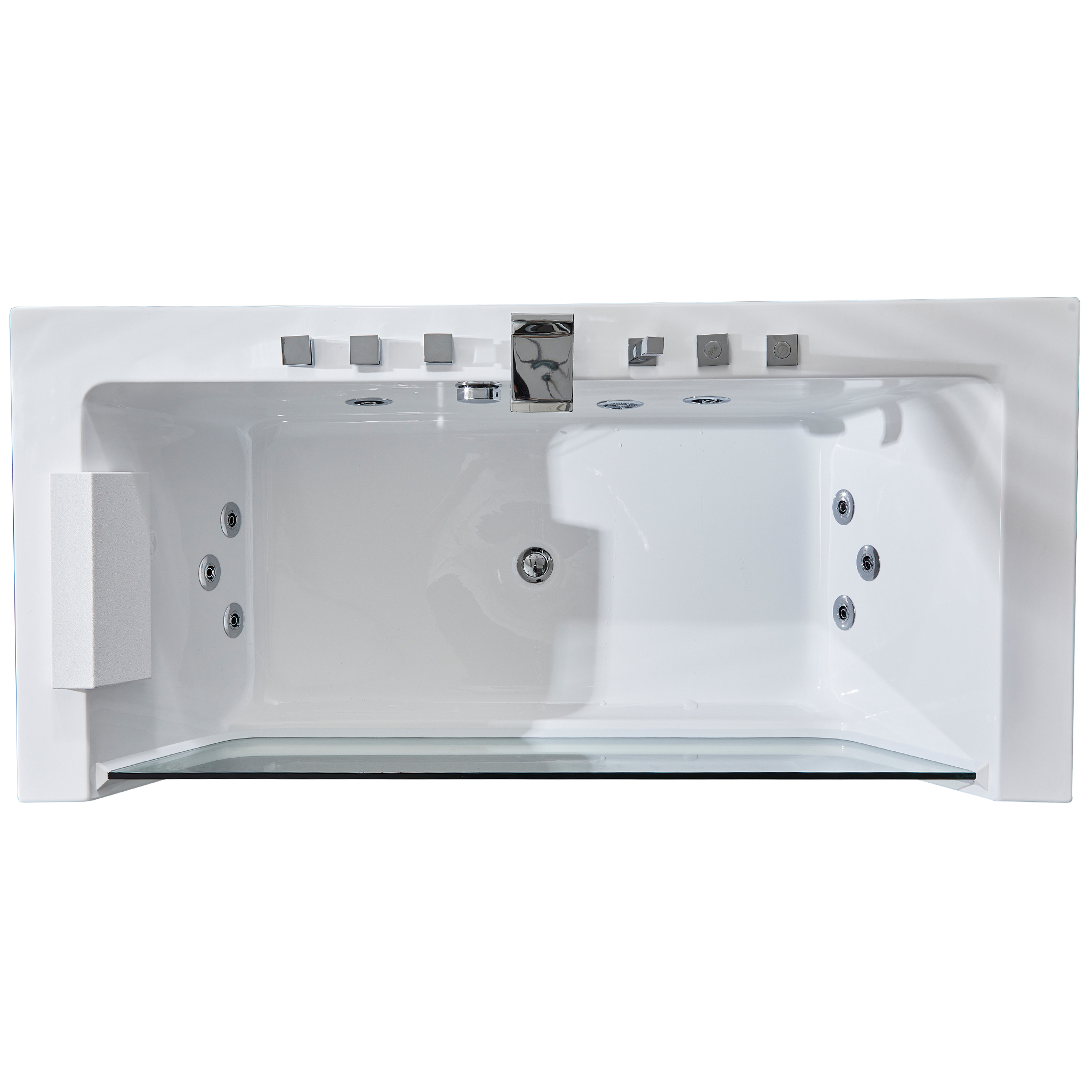 Bubbelbadkar med glasfront 170x80cm | Ergonomisk nackkudde | BK-019 Bubbelbadkar med glasfront 170x80cm | Ergonomisk nackkudde | BK-019