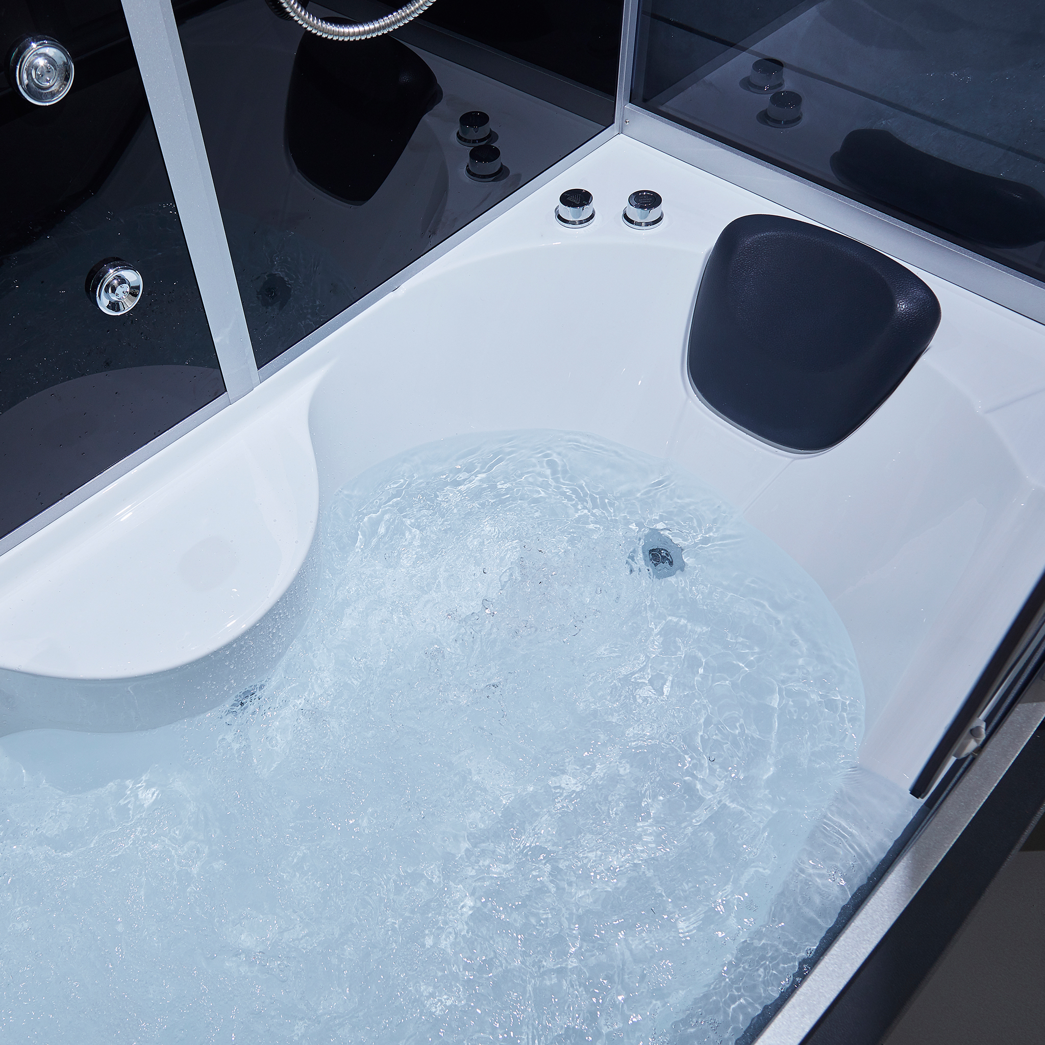 Rektangulär duschkabin med jacuzzi-badkar Rektangulär duschkabin med jacuzzi-badkar