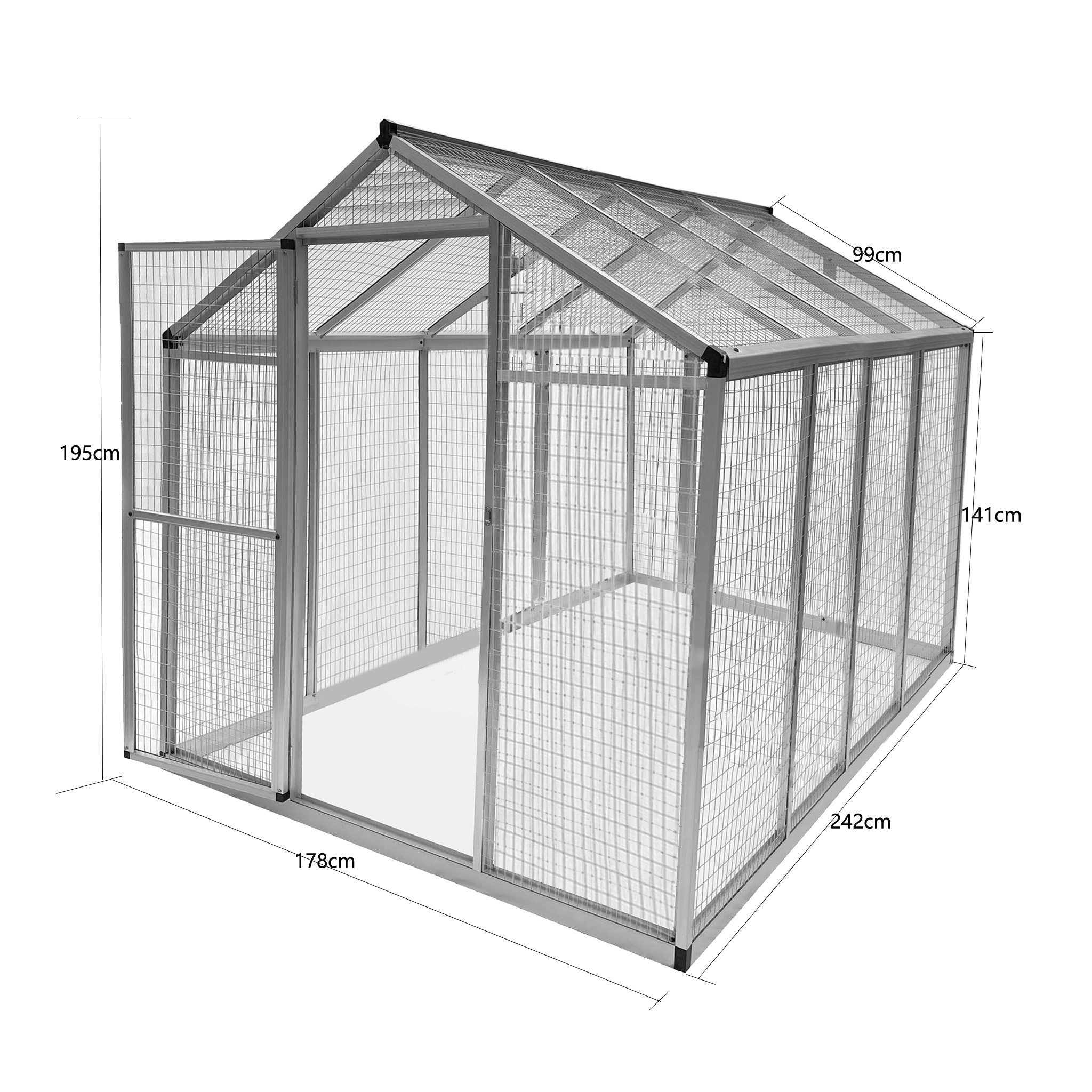 H�nshus | F�gelbur | Aluminium och J�rnn�t | 242x178x195cm