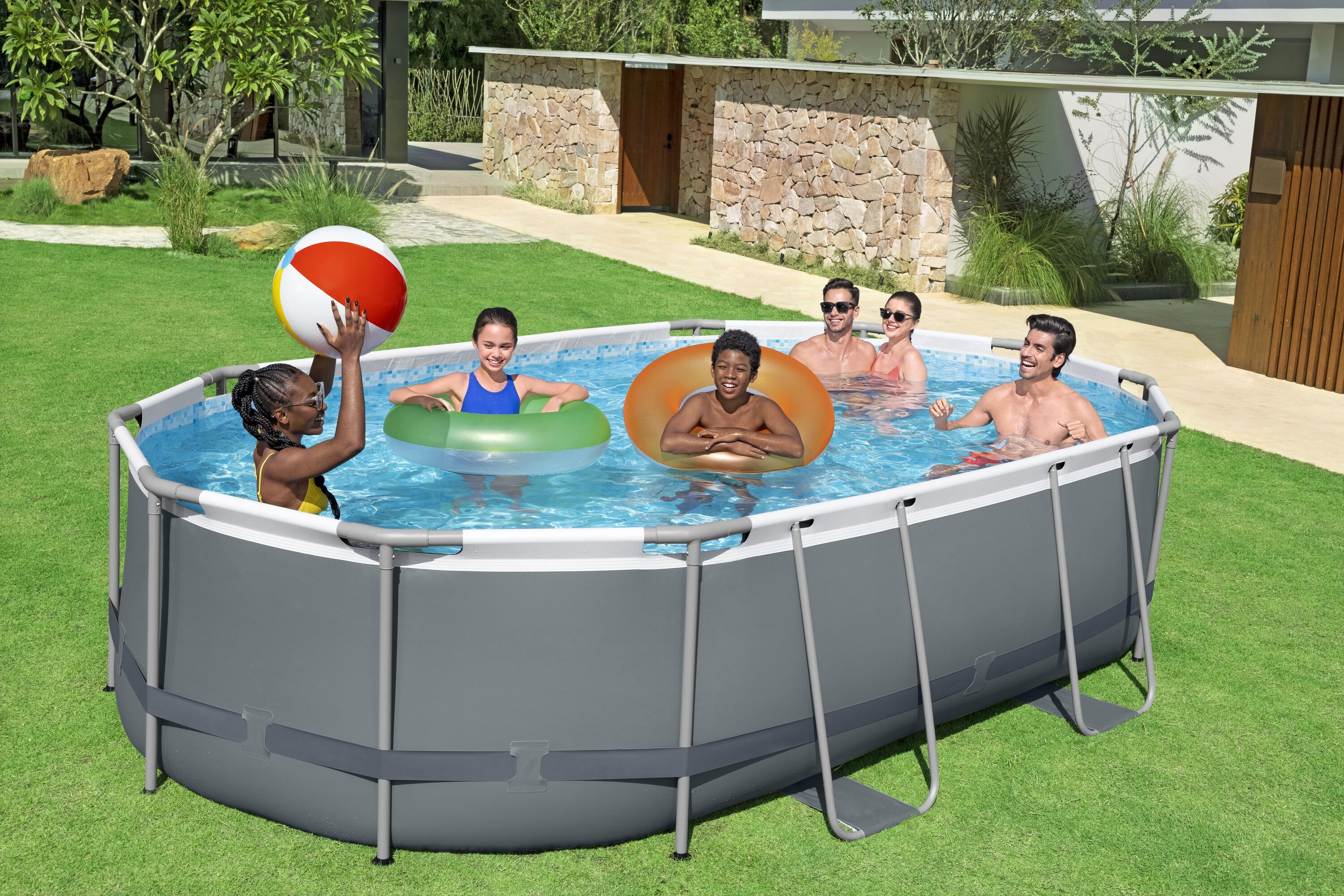 Bestway pool ovan mark 4,88x3,05m - 1m djup | Power Steel Oval (56448) Bestway pool ovan mark 4,88x3,05m - 1m djup | Power Steel Oval (56448)