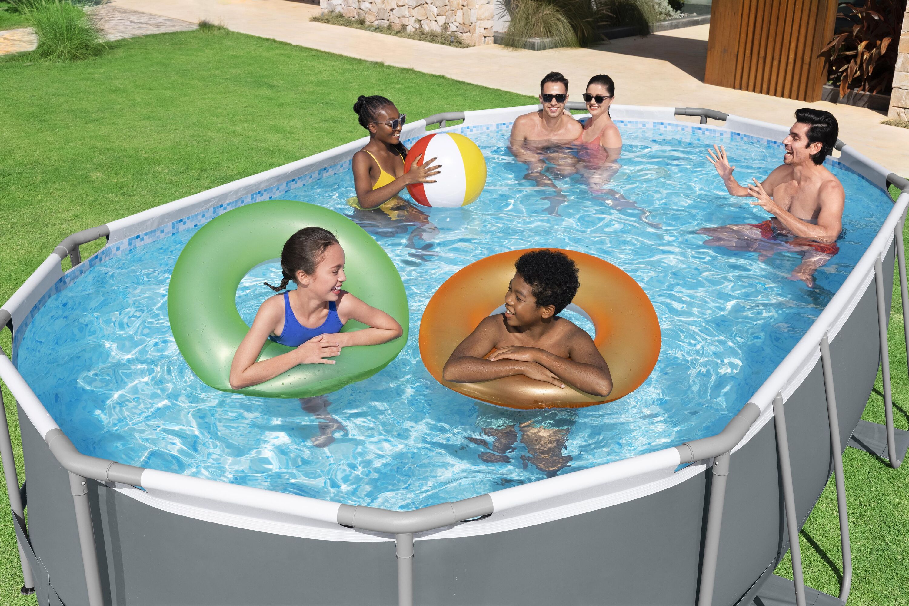 Bestway pool ovan mark 4,88x3,05m - 1m djup | Power Steel Oval (56448) Bestway pool ovan mark 4,88x3,05m - 1m djup | Power Steel Oval (56448)