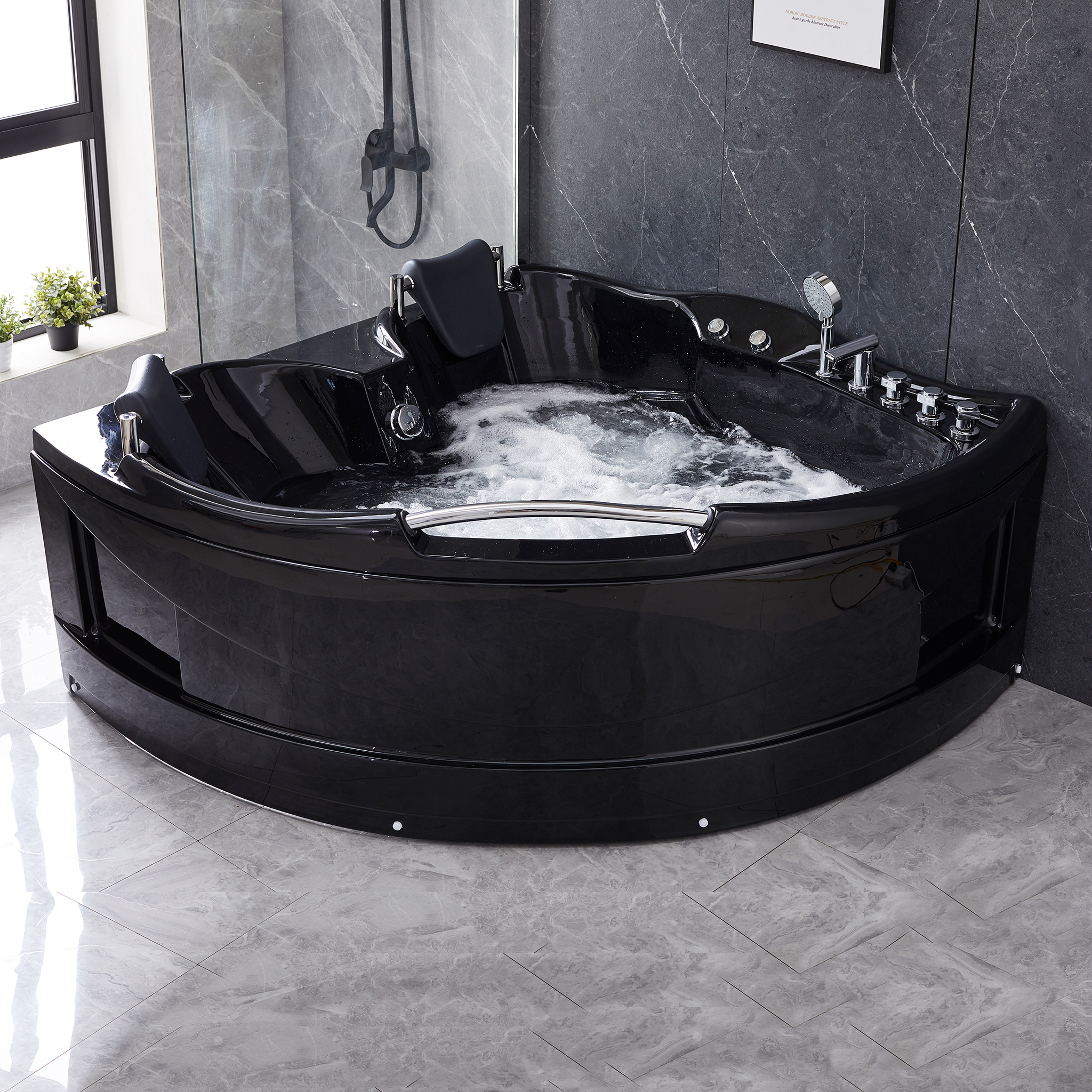 Bubbelbadkar hörn för två 150x150cm | BK-005 | Svart Bubbelbadkar hörn för två 150x150cm | BK-005 | Svart