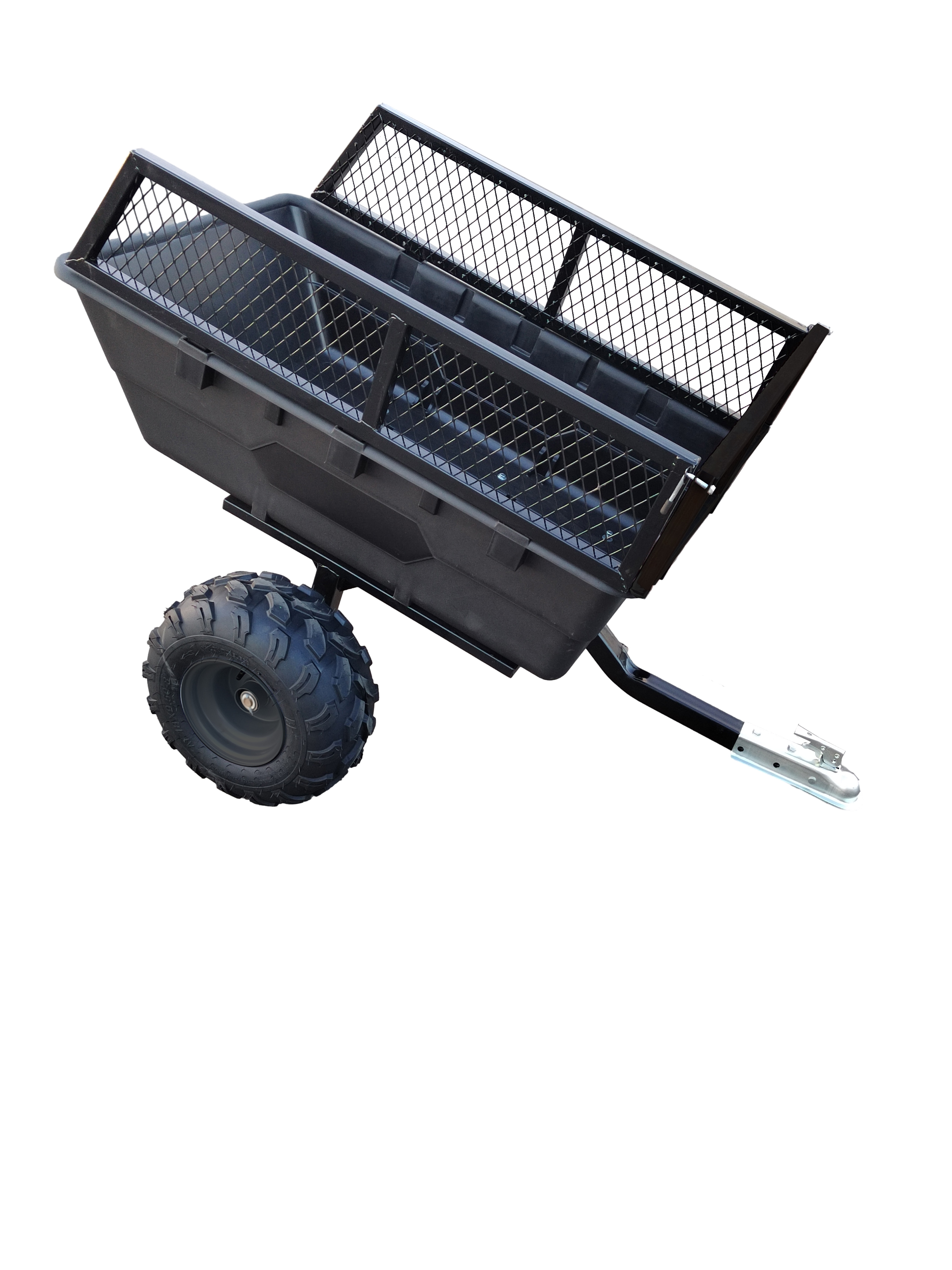 Robust ATV-Vagn med mesh | 700KG Lastkapacitet & terr�nghjul | Svart