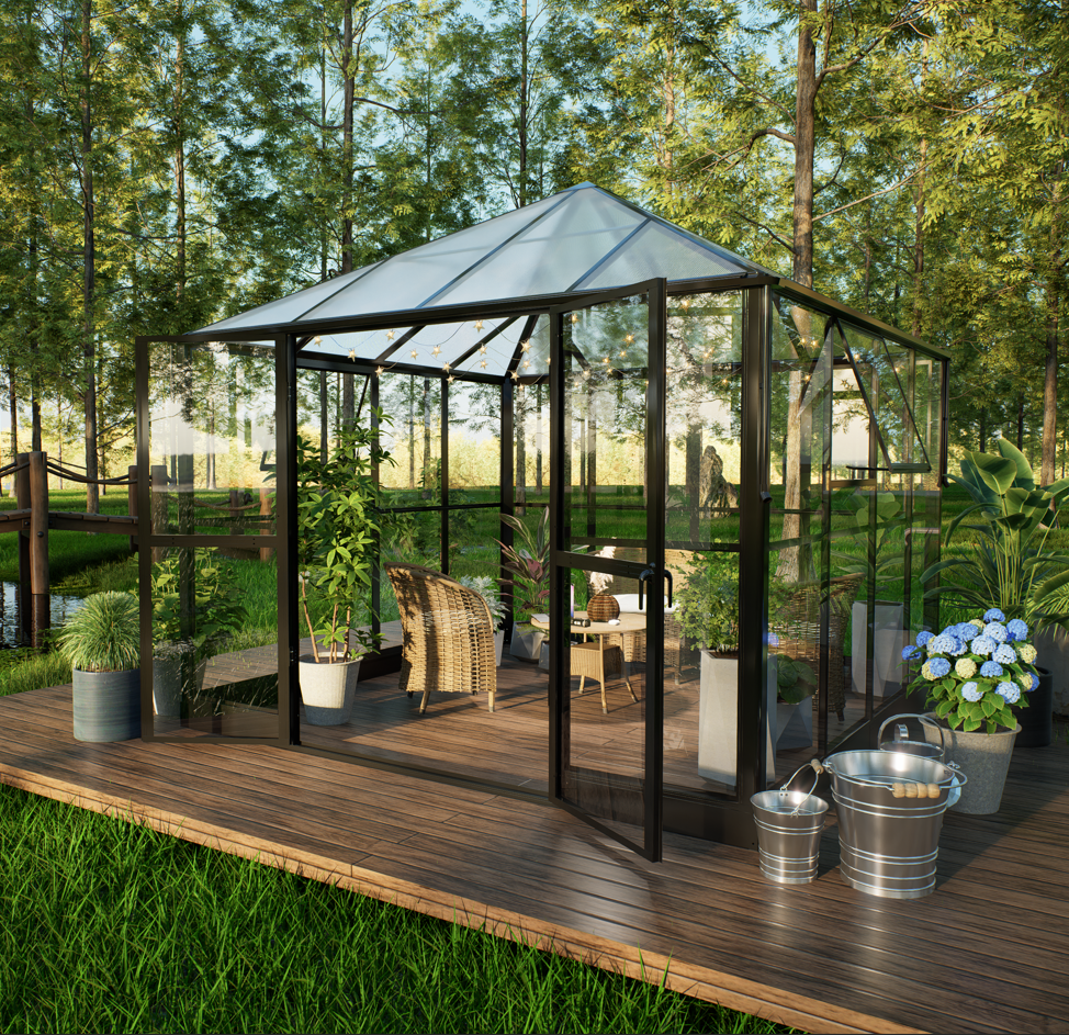 Gazebo 8,1m² | Kvadratiskt premiumväxthus | 4 mm säkerhetsglas | 5 års stormgaranti Gazebo 8,1m² | Kvadratiskt premiumväxthus | 4 mm säkerhetsglas | 5 års stormgaranti