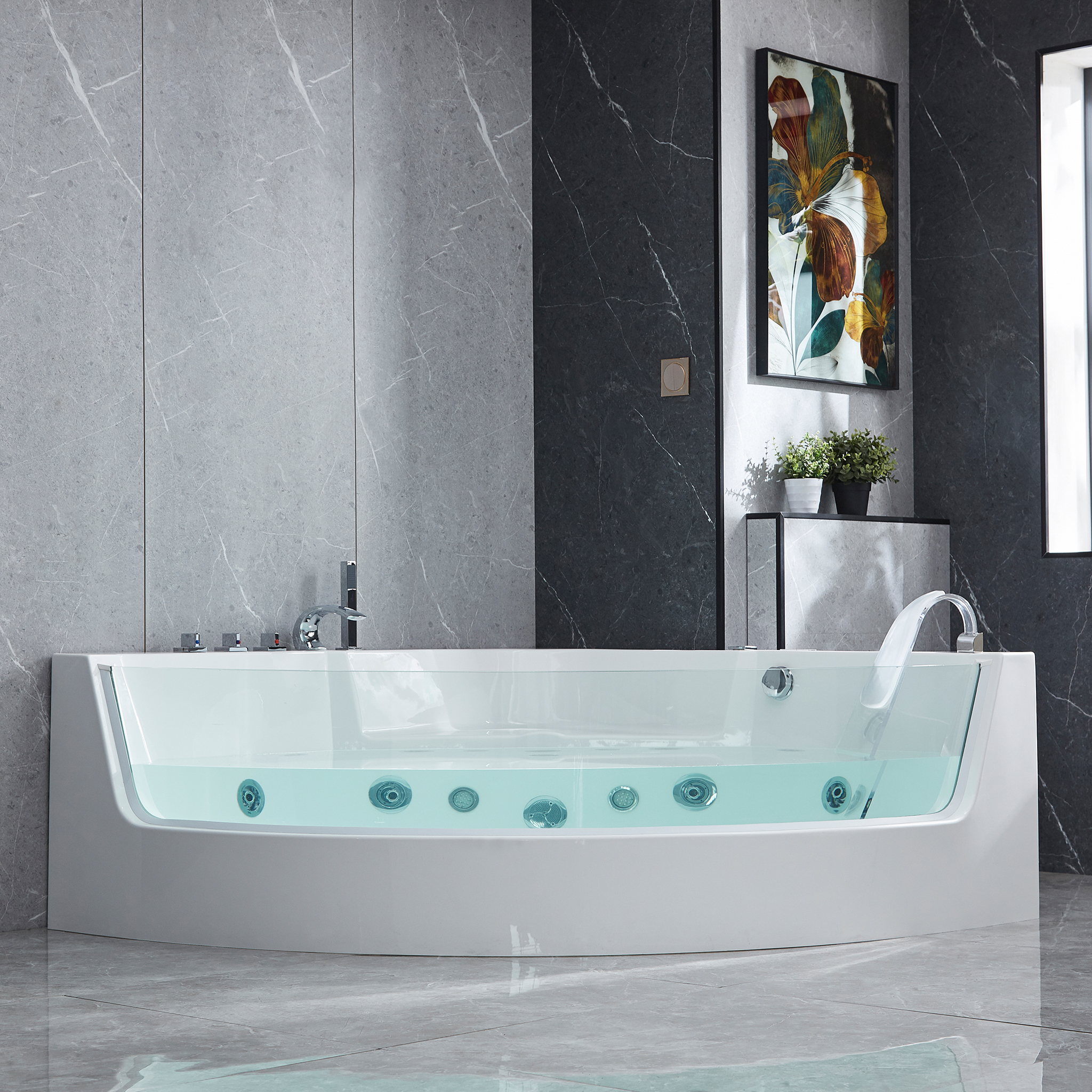 Bubbelbadkar hörn med underhållsvärme | 150x150cm | BK-058 Bubbelbadkar hörn med underhållsvärme | 150x150cm | BK-058