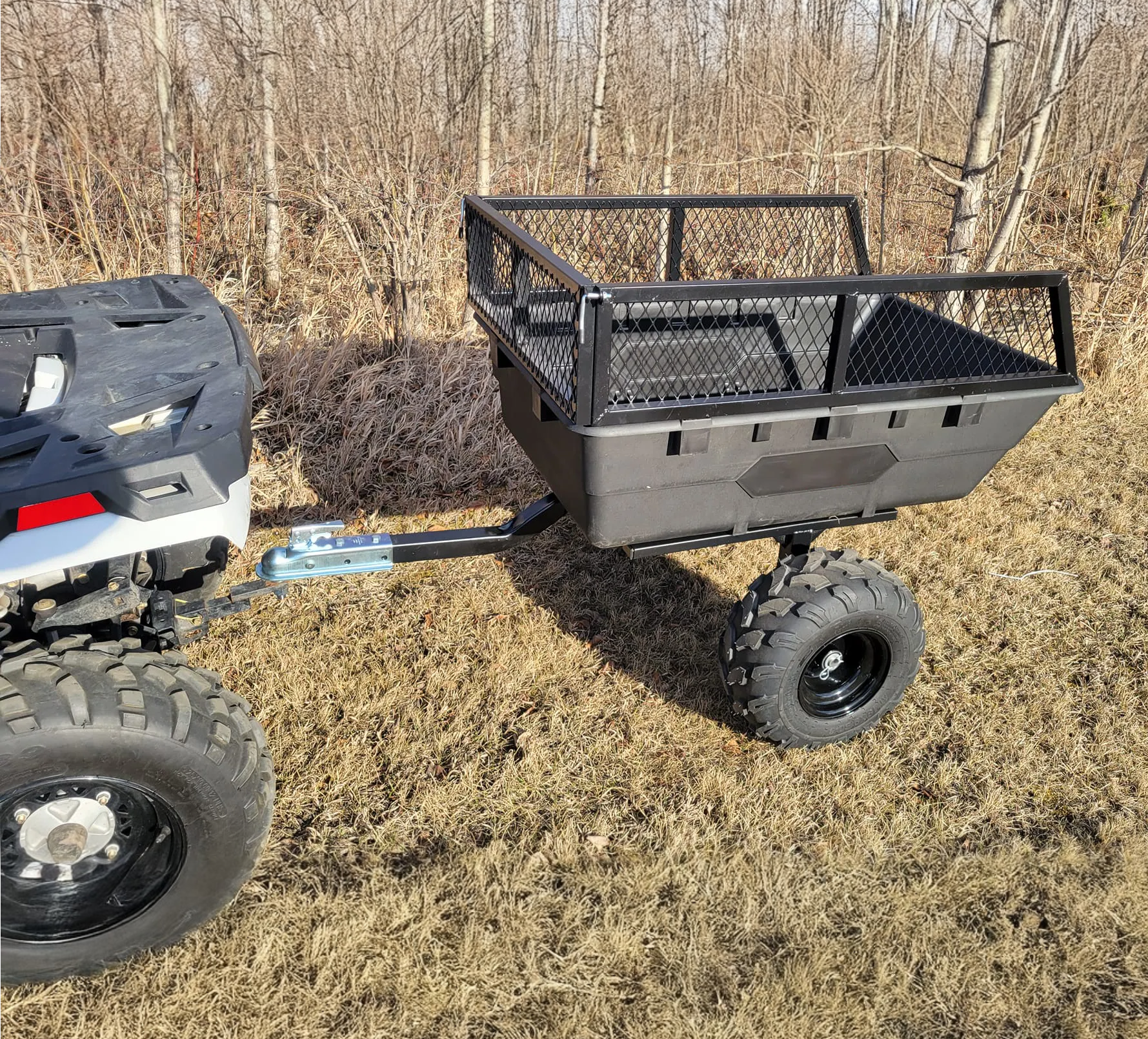Robust ATV-Vagn med mesh | 700KG Lastkapacitet & terr�nghjul | Svart