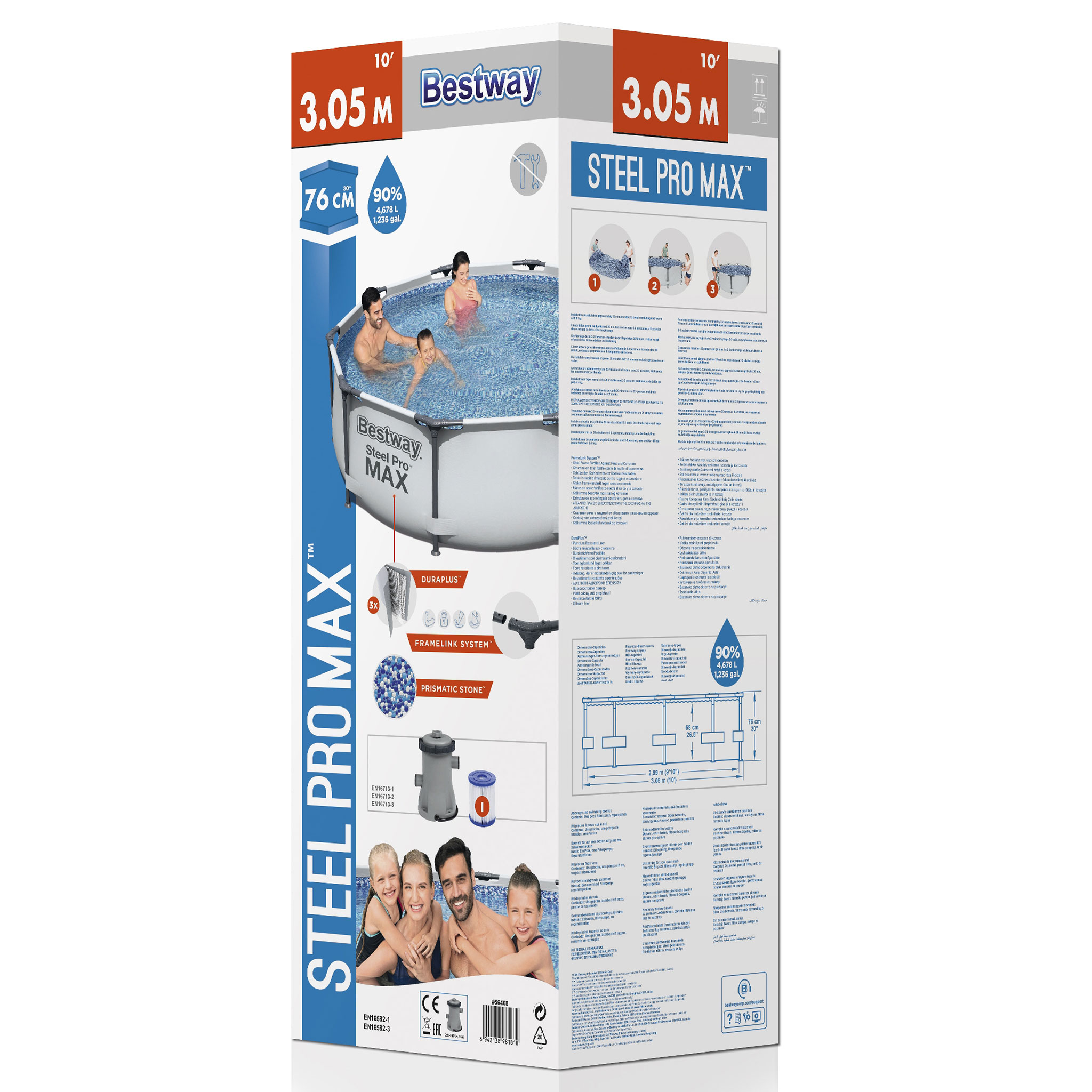 Bestway ovanmarkspool-paket �3m - 76cm djup | Steel Pro MAX (56408)