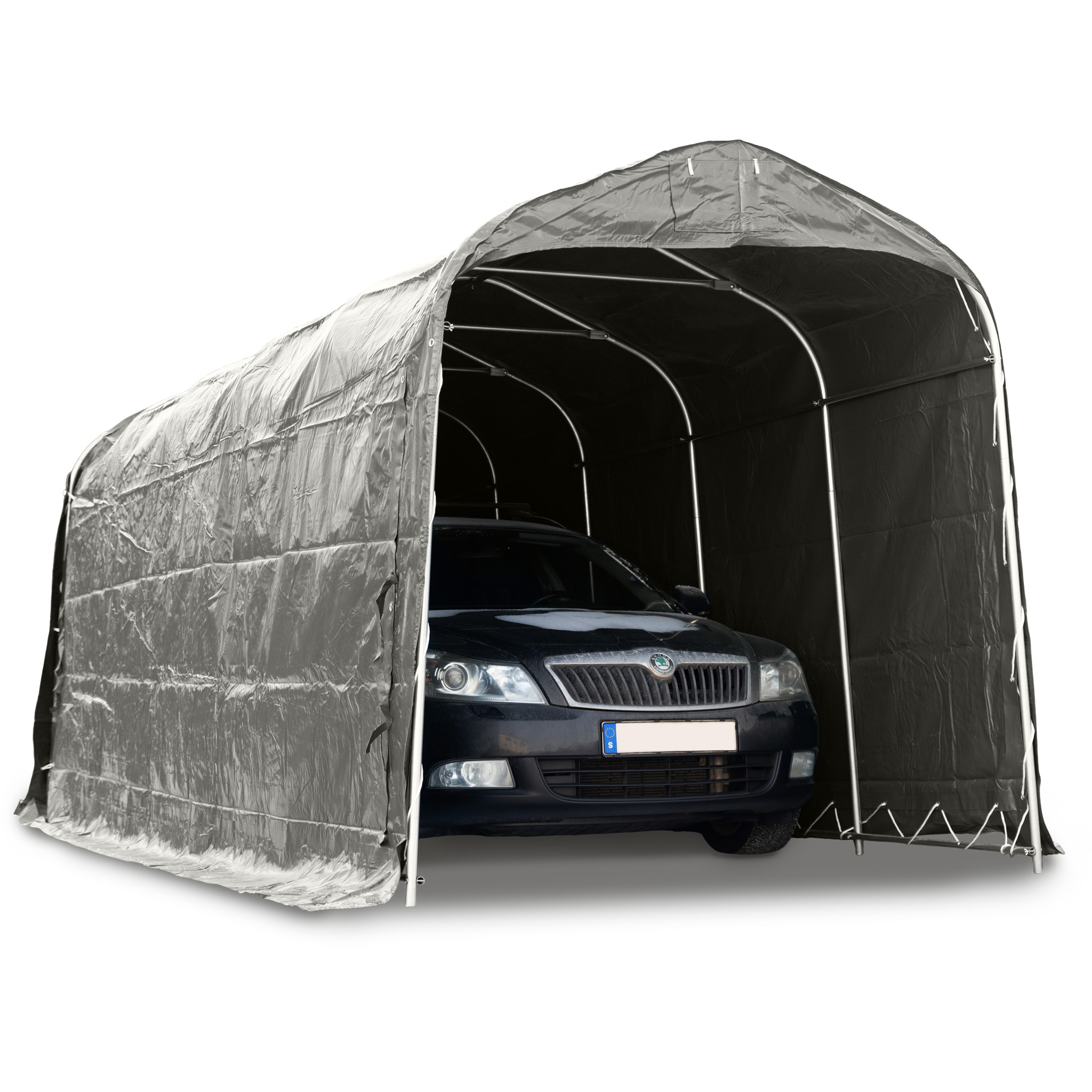 Garagetält 2,4x6m | 14,4m² - 500g/m² | PVC - Grå Garagetält 2,4x6m | 14,4m² - 500g/m² | PVC - Grå