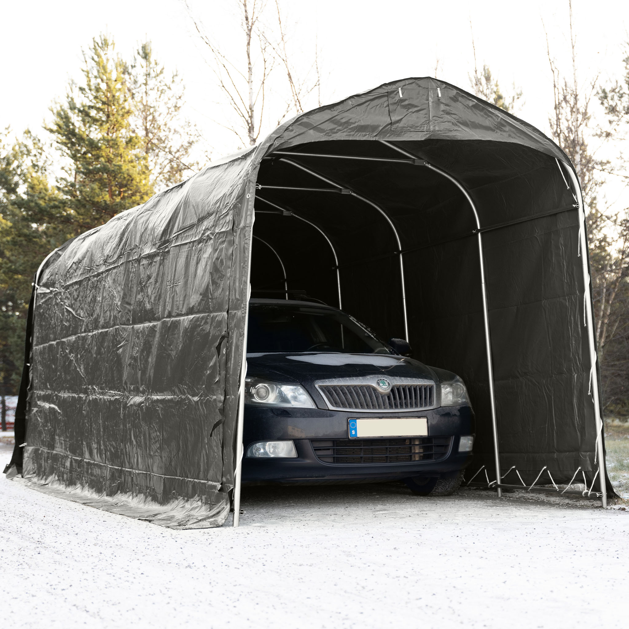 Garagetält 2,4x6m | 14,4m² - 500g/m² | PVC - Grå Garagetält 2,4x6m | 14,4m² - 500g/m² | PVC - Grå