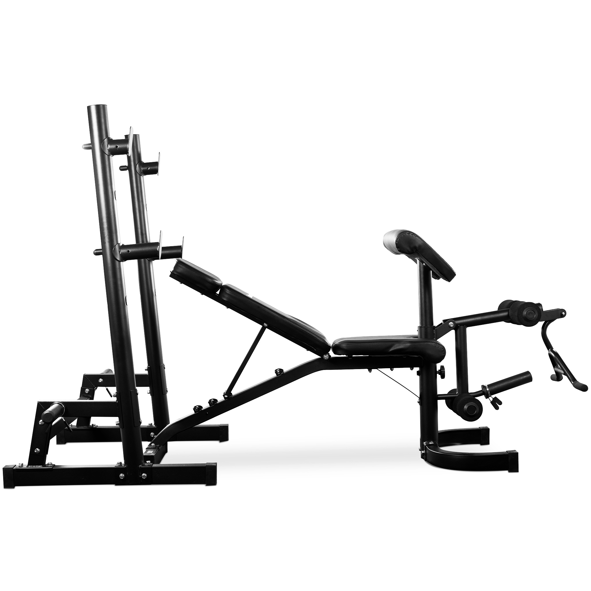 Ställbar träningsbänk | Bänkpress, benspark, leg curl & bicepscurl Ställbar träningsbänk | Bänkpress, benspark, leg curl & bicepscurl