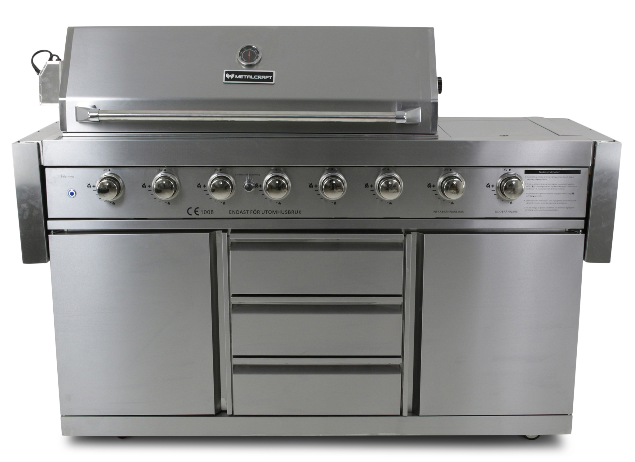 Stor rostfri gasolgrill/utekök med varmluftsfunktion | New Orleans Stor rostfri gasolgrill/utekök med varmluftsfunktion | New Orleans