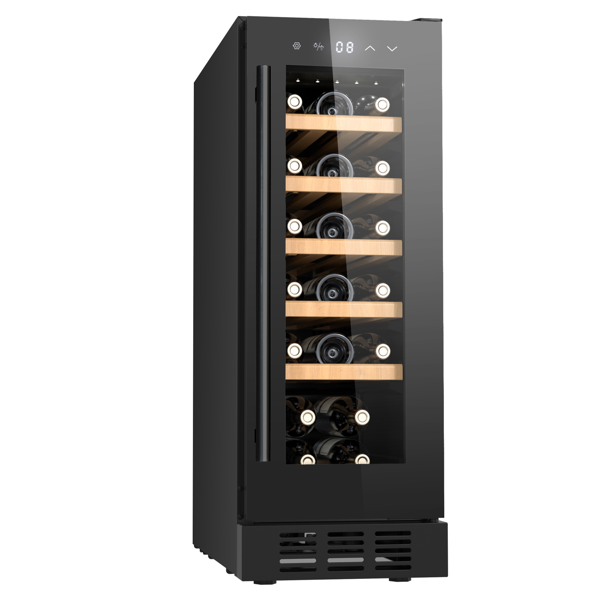 Inbyggbar vinkyl 19 flaskor | Extra tystg�ende | LED-belysning | 30cm smal