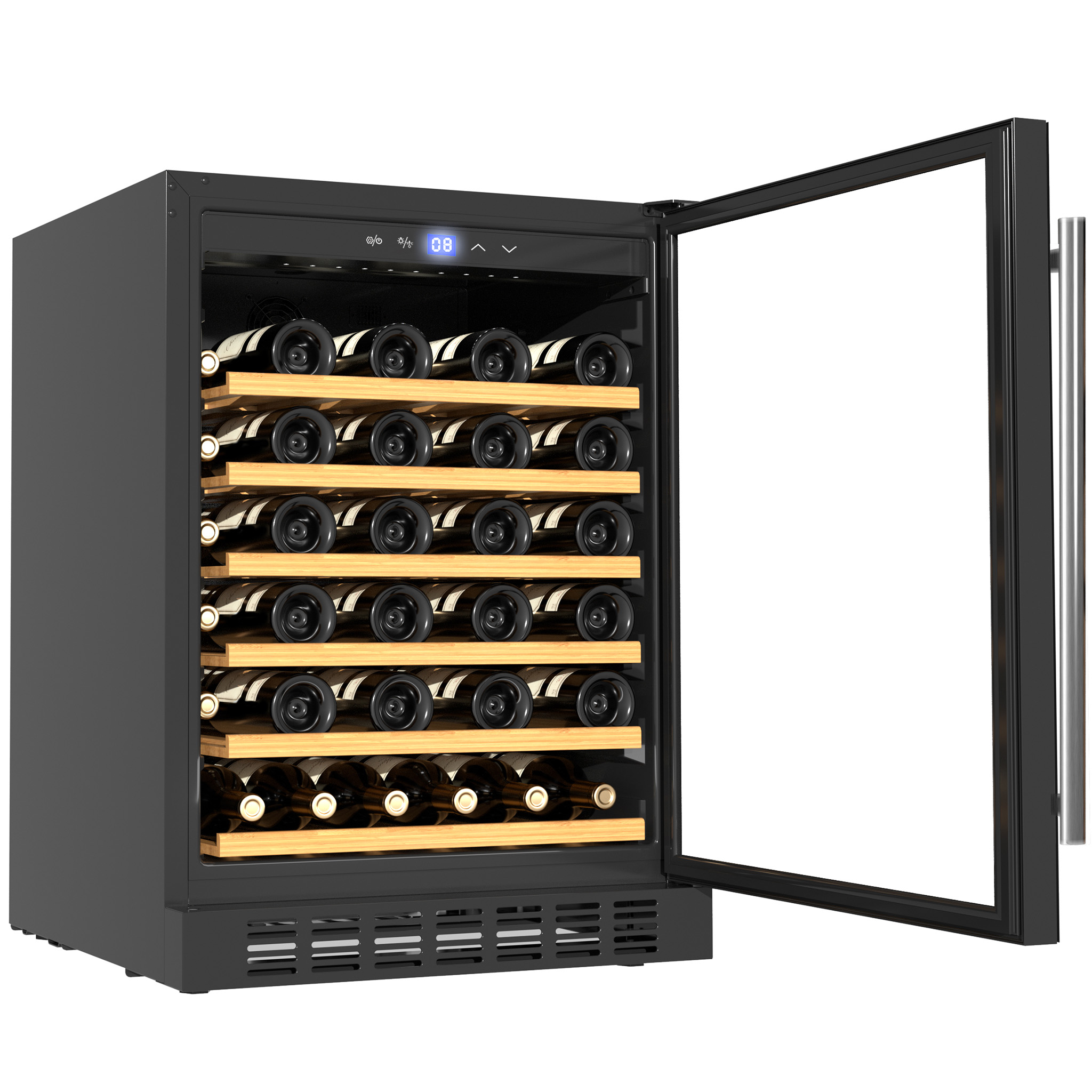 Stor inbyggbar vinkyl 46 flaskor | LED-belysning Stor inbyggbar vinkyl 46 flaskor | LED-belysning