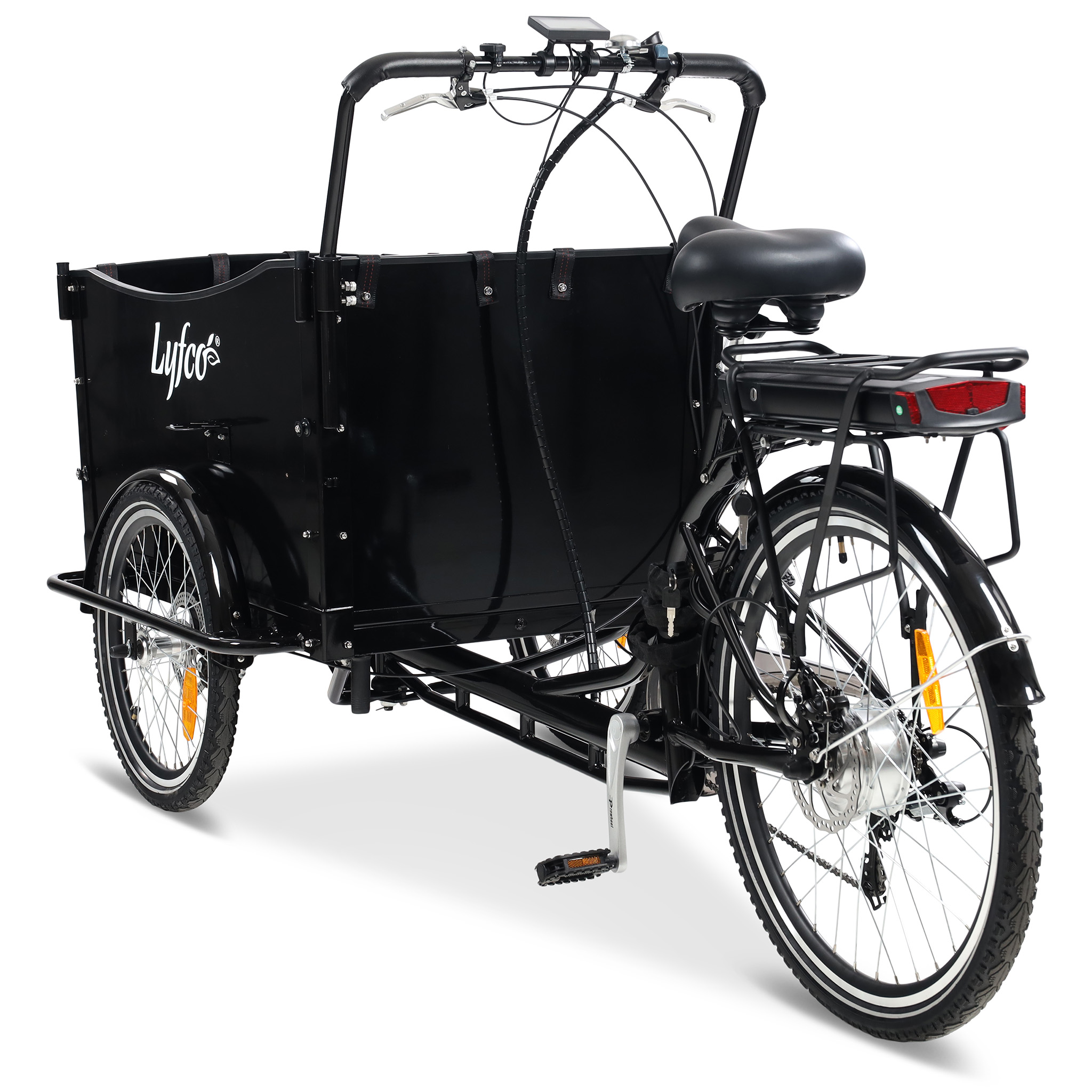 El-lådcykel - 17Ah batteri - Svart trälåda El-lådcykel - 17Ah batteri - Svart trälåda