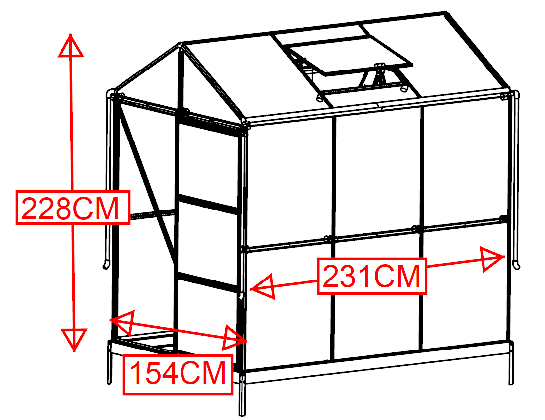 Växthus med adaptiv dörrplacering 3,5m² | 4mm säkerhetsglas | Svart Växthus med adaptiv dörrplacering 3,5m² | 4mm säkerhetsglas | Svart