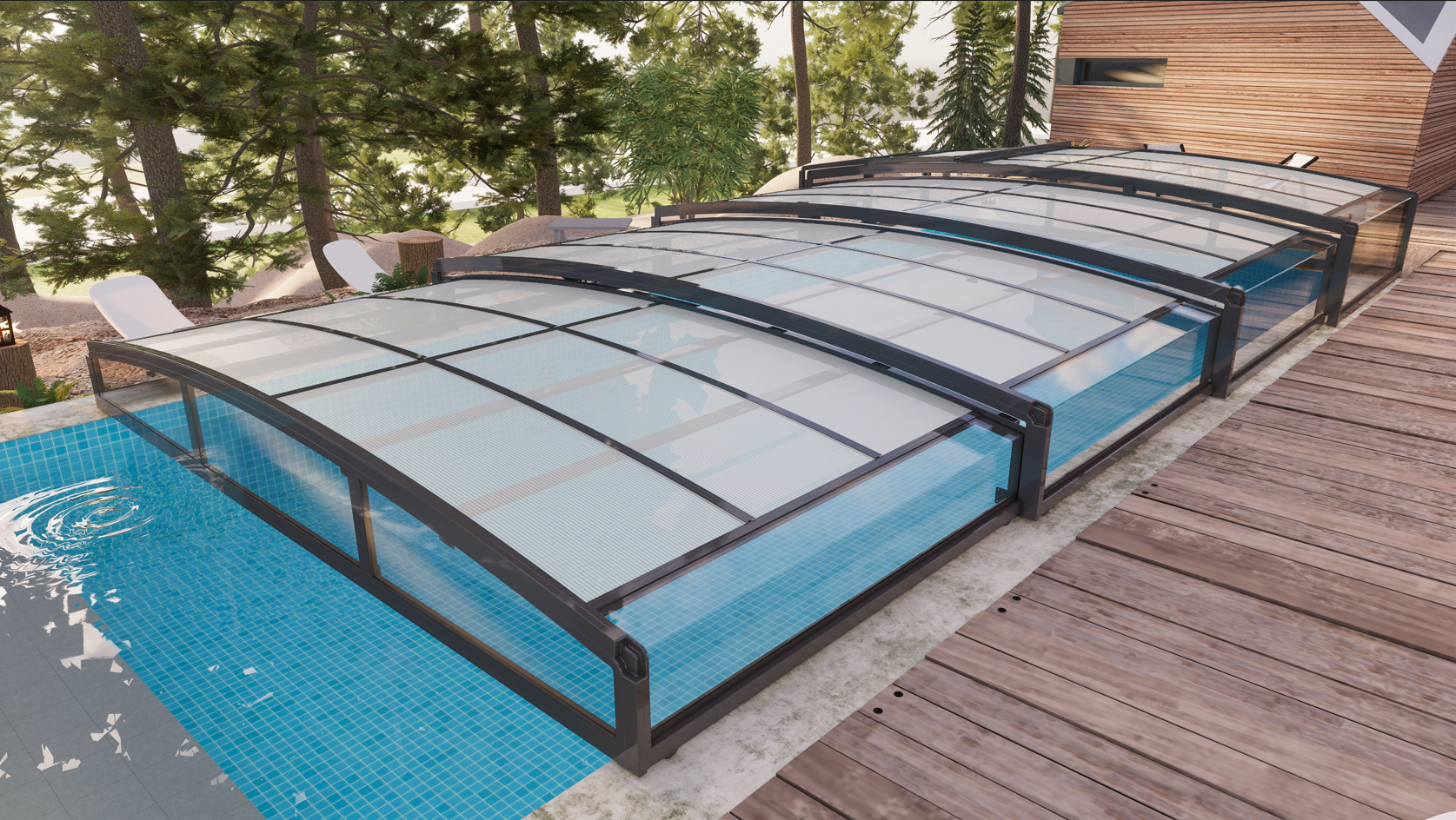 Pooltak 4x8m | Utan skenor | UV-skydd Pooltak 4x8m | Utan skenor | UV-skydd
