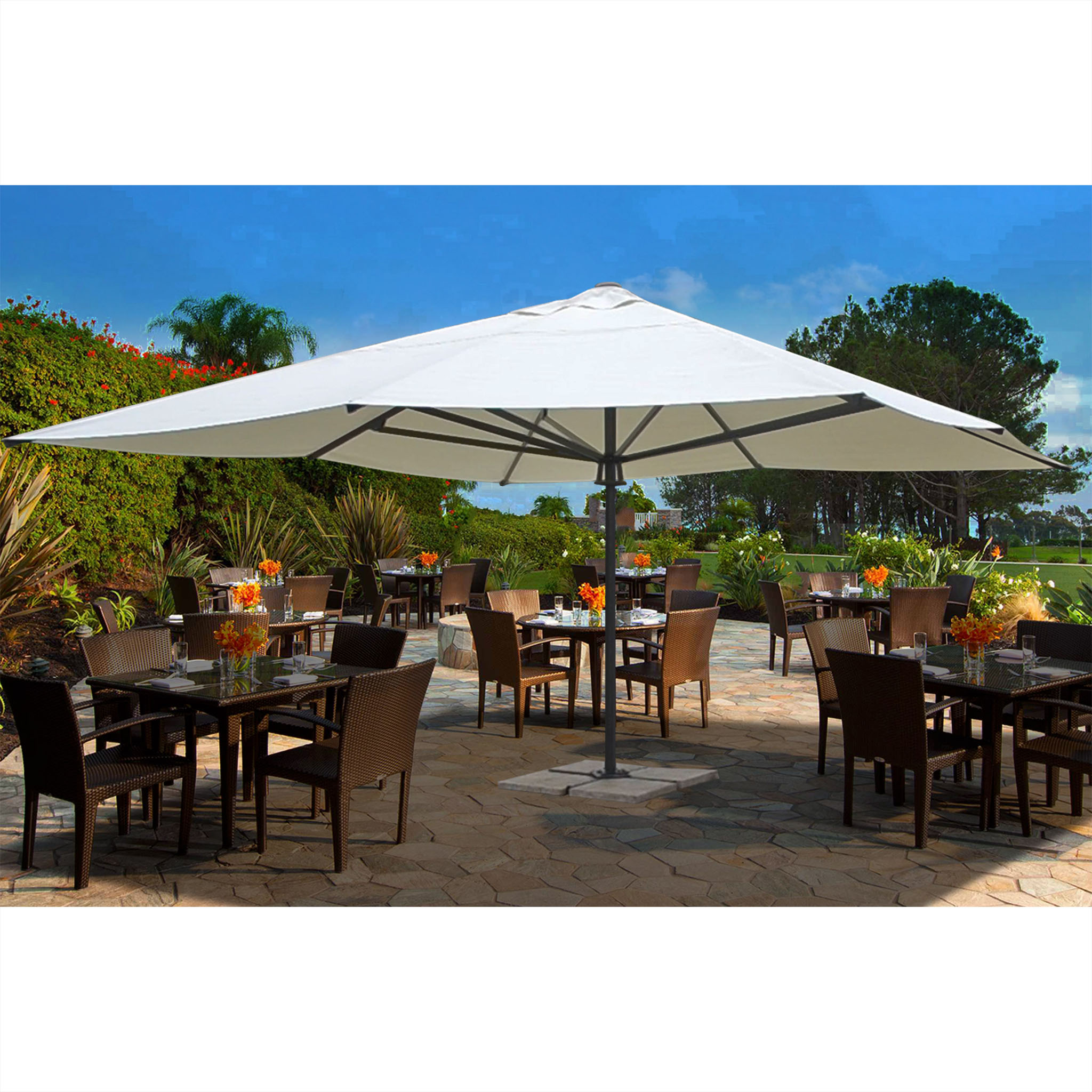 Helautomatiskt premiumparasoll 5x5m | Beige Helautomatiskt premiumparasoll 5x5m | Beige