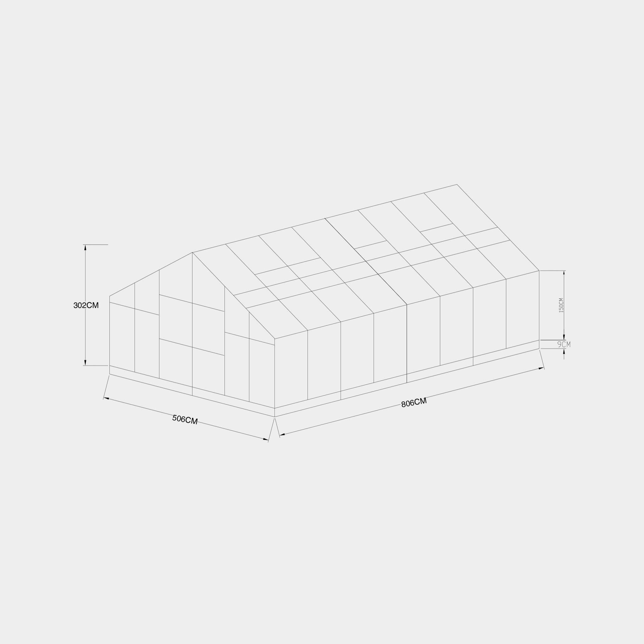 Extra brett premium glasväxthus 41m² | Stormgaranti och säkerhetsglas Extra brett premium glasväxthus 41m² | Stormgaranti och säkerhetsglas