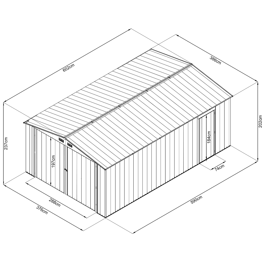 Pl�tgarage 23m� | Dubbel d�rr | Komplett byggsats | Premium