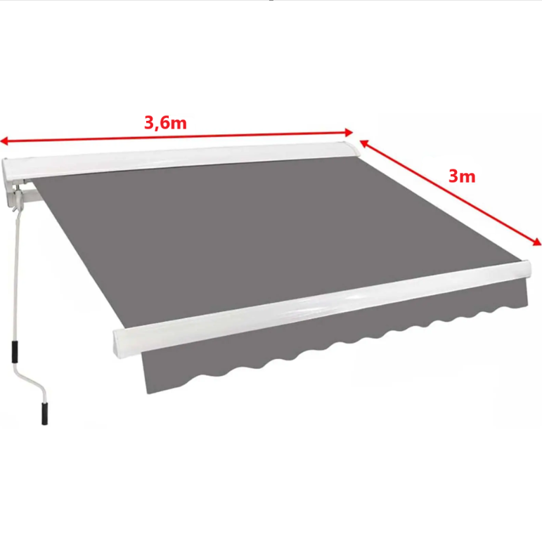 Halvkassettmarkis 3,6x3 m | Vevman�vrerad | Metalcraft