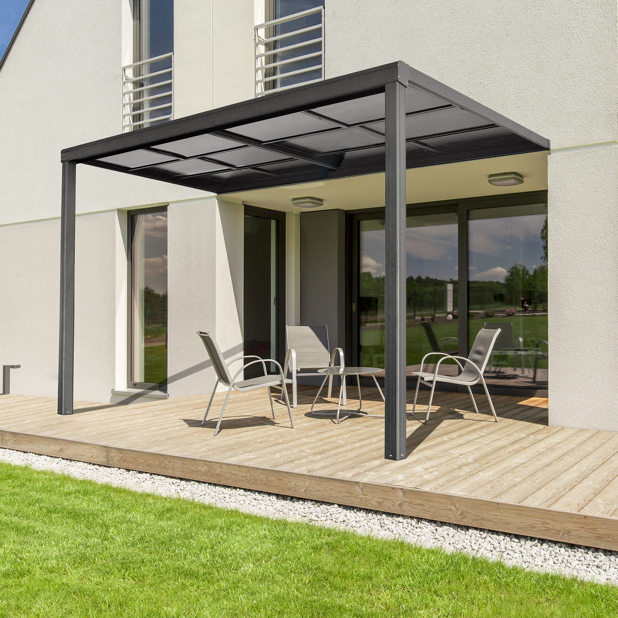 Slide roof veranda 3,9 x 3m | Skjutbart altantak | Kanalplast / Aluminium Slide roof veranda 3,9 x 3m | Skjutbart altantak | Kanalplast / Aluminium
