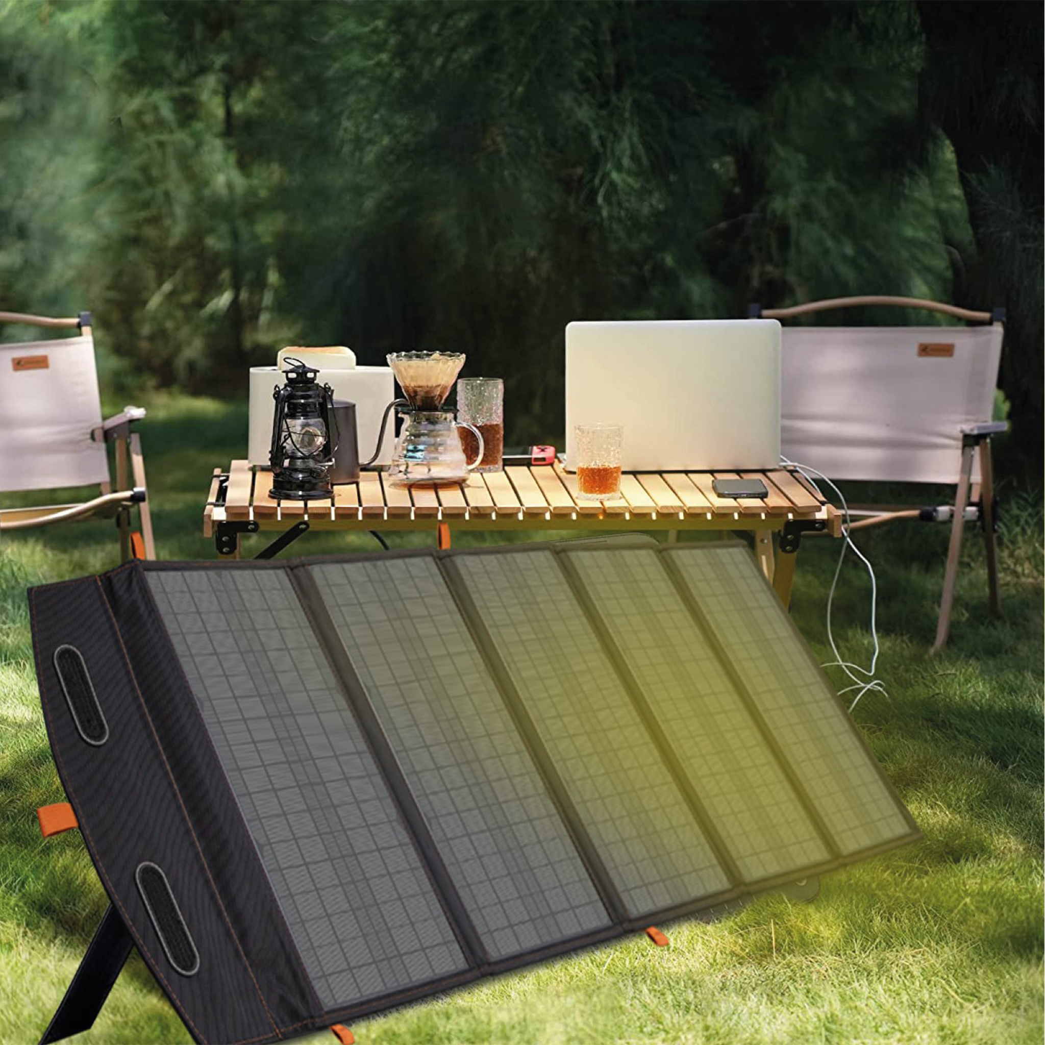 Portabel solpanel 100W | Vikbar | Ladda 3 enheter samtidigt Portabel solpanel 100W | Vikbar | Ladda 3 enheter samtidigt