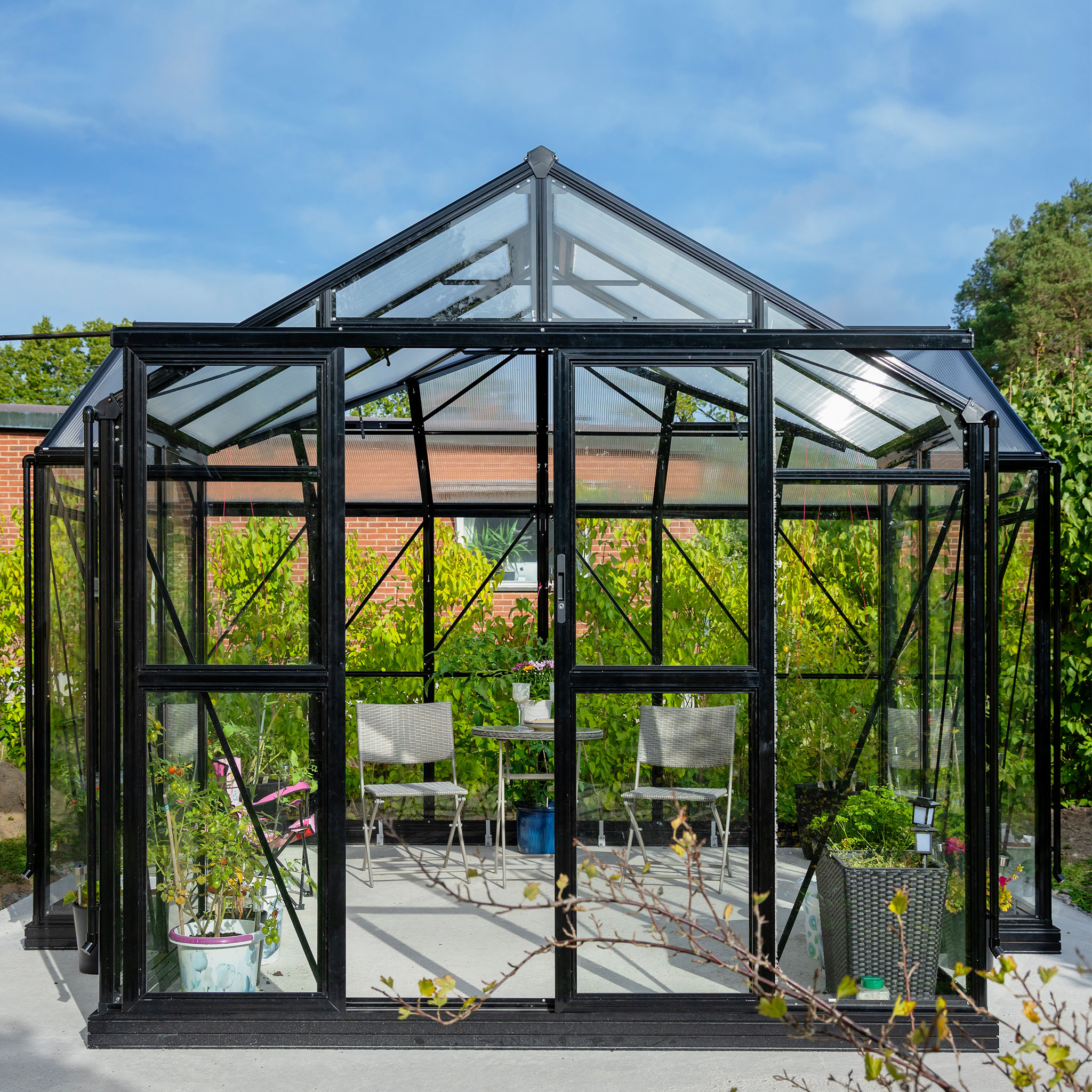 T-format glasväxthus 12,8m² | 4mm säkerhetsglas | 5 års stormgaranti T-format glasväxthus 12,8m² | 4mm säkerhetsglas | 5 års stormgaranti