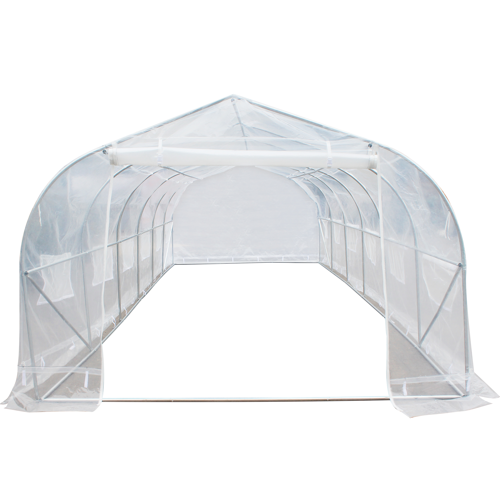 Tunnelväxthus 24m² | Stålram med transparent PE-plastöverdrag Tunnelväxthus 24m² | Stålram med transparent PE-plastöverdrag