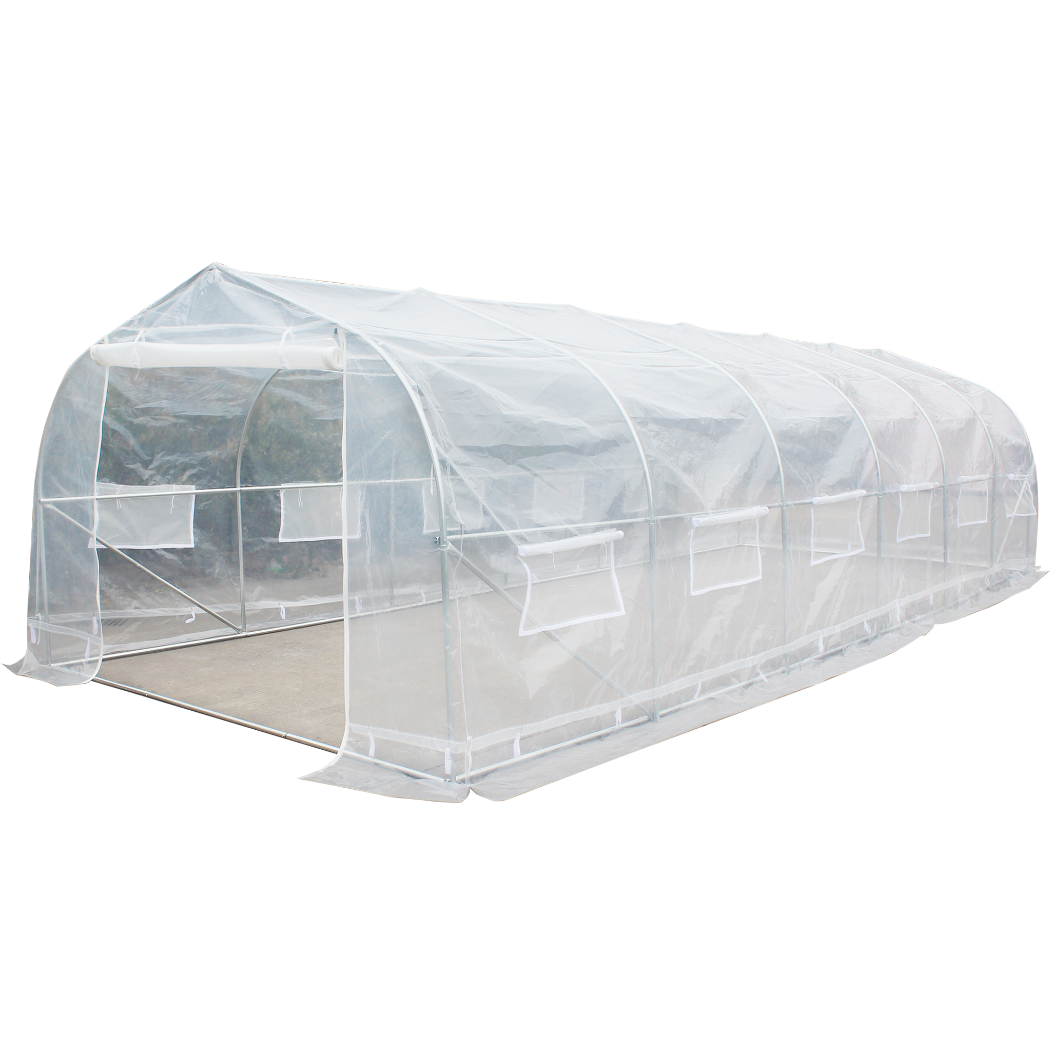Tunnelväxthus 24m² | Stålram med transparent PE-plastöverdrag Tunnelväxthus 24m² | Stålram med transparent PE-plastöverdrag
