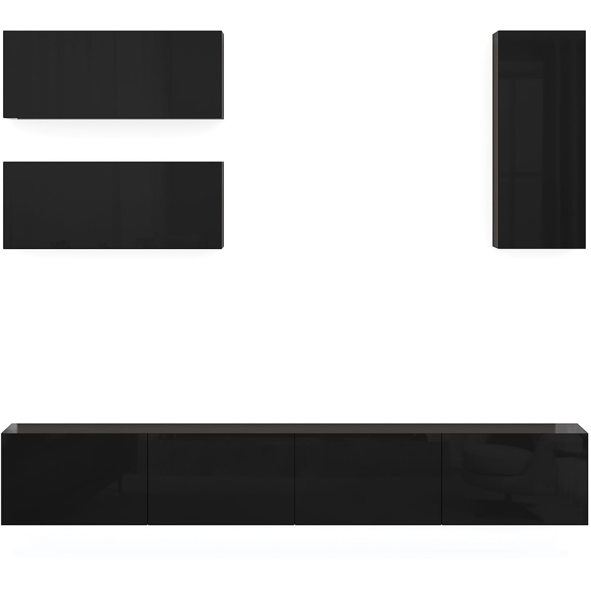 Tv-bänk inkl. hyllor 41x240 cm | Vägghängd | Badachro - Svart Tv-bänk inkl. hyllor 41x240 cm | Vägghängd | Badachro - Svart