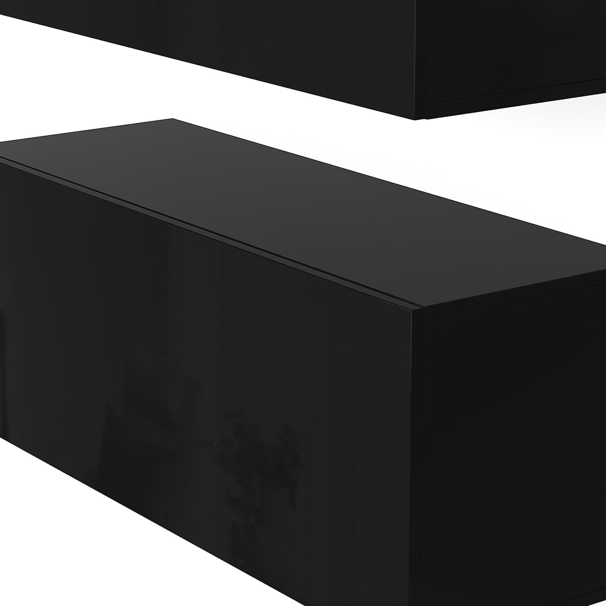 Tv-bänk inkl. hyllor 41x240 cm | Vägghängd | Badachro - Svart Tv-bänk inkl. hyllor 41x240 cm | Vägghängd | Badachro - Svart