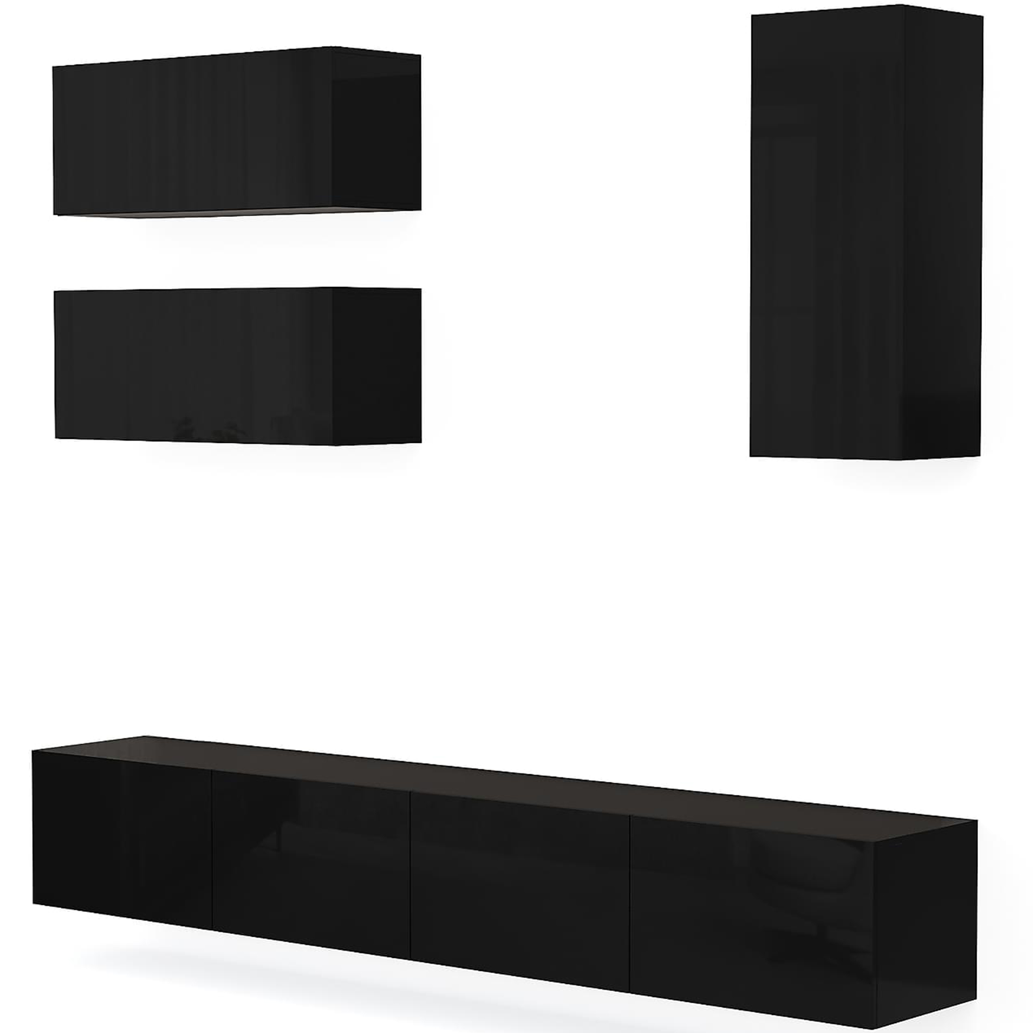 Tv-bänk inkl. hyllor 41x240 cm | Vägghängd | Badachro - Svart Tv-bänk inkl. hyllor 41x240 cm | Vägghängd | Badachro - Svart