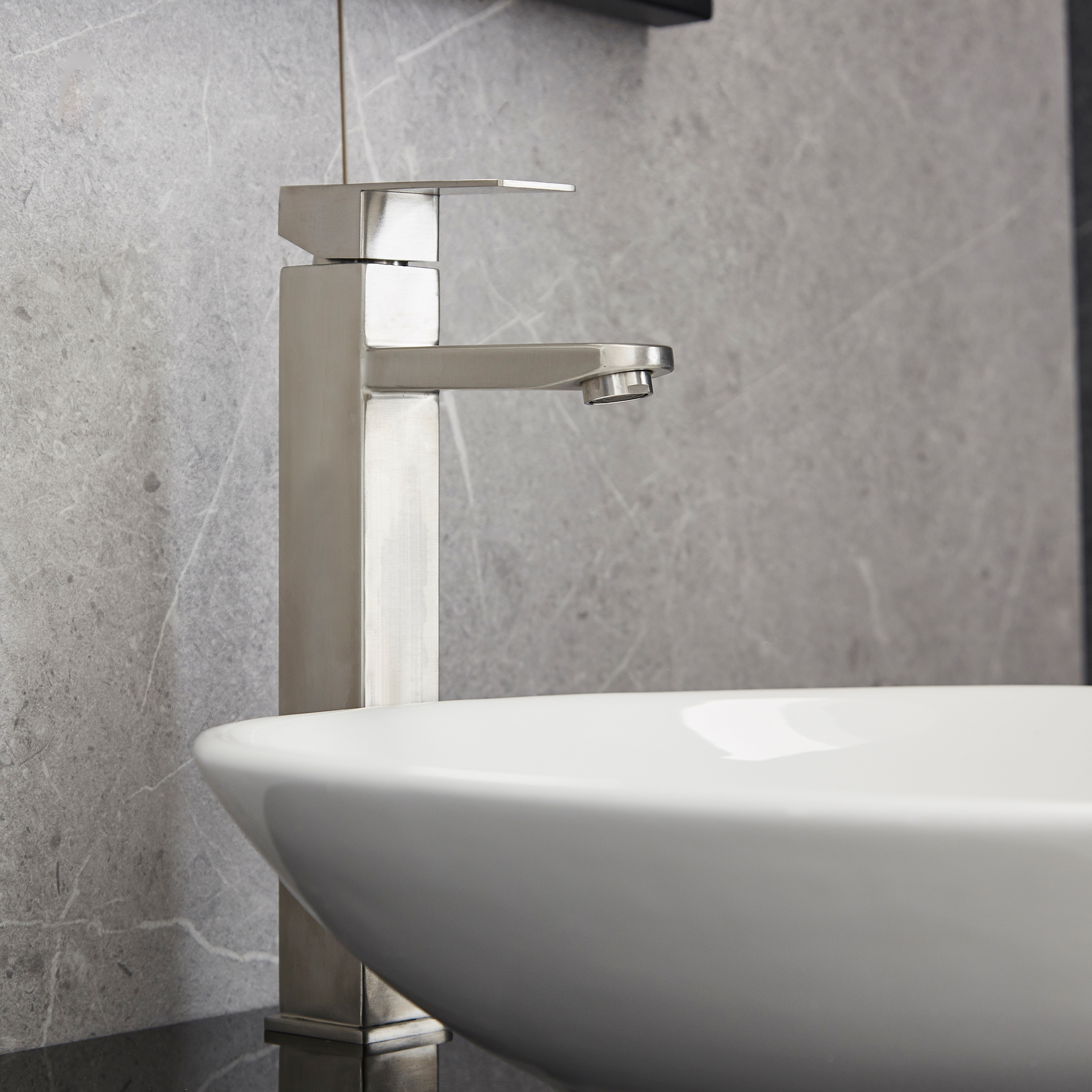 Tv&auml;ttst&auml;llsblandare  Borstat rostfritt st&aring;l