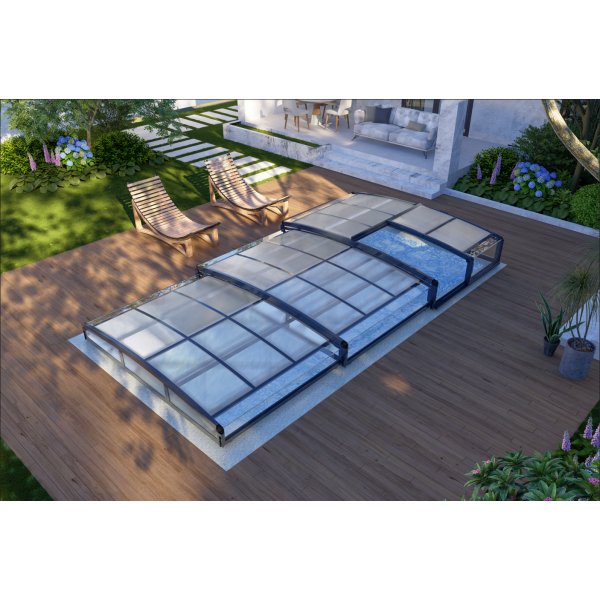 Pooltak 3x6m | Utan skenor | UV-skydd | Justerbar dörr Pooltak 3x6m | Utan skenor | UV-skydd | Justerbar dörr
