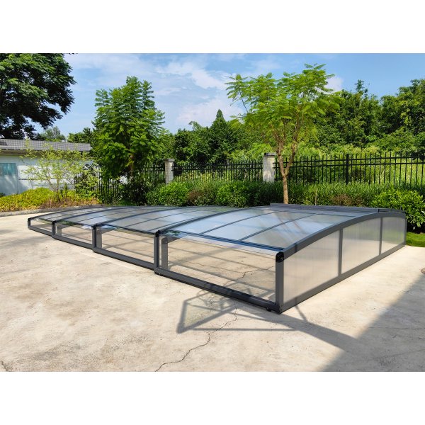 Pooltak 3x6m | Utan skenor | UV-skydd | Justerbar dörr Pooltak 3x6m | Utan skenor | UV-skydd | Justerbar dörr