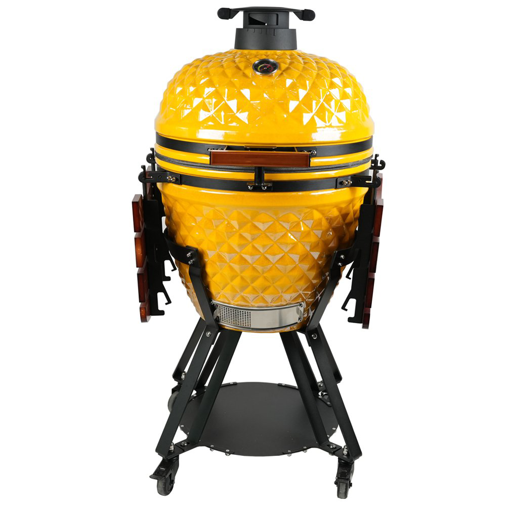 Kamadogrill Ø54 cm | Keramisk kolgrill i Yellow Pineapple-design med termometer Kamadogrill Ø54 cm | Keramisk kolgrill i Yellow Pineapple-design med termometer