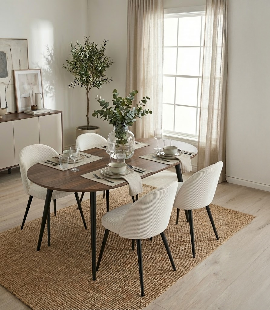 Alice Matstol – Beige Manchester med svarta stålben | Modern & bekväm matstol Alice Matstol – Beige Manchester med svarta stålben | Modern & bekväm matstol