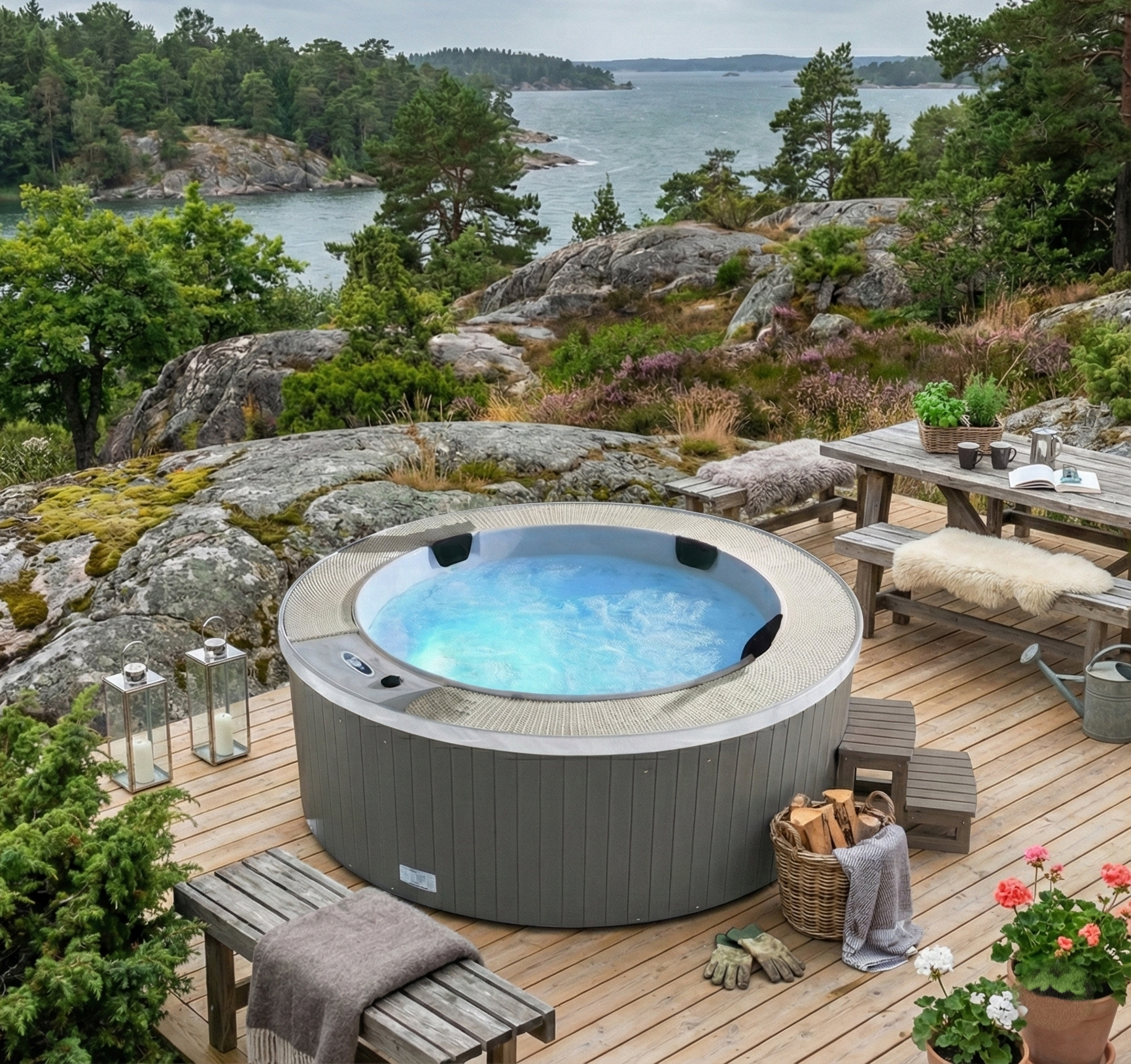 Spabad Galaxy | Ø220cm runt utespa | 21 jets massage | Balboa® styrsystem & Lucite® akryl Spabad Galaxy | Ø220cm runt utespa | 21 jets massage | Balboa® styrsystem & Lucite® akryl