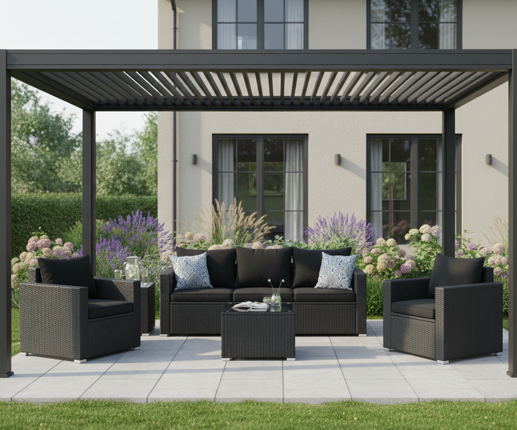 Loungegrupp utem�bler | Svart konstrotting | Huvudsk�r