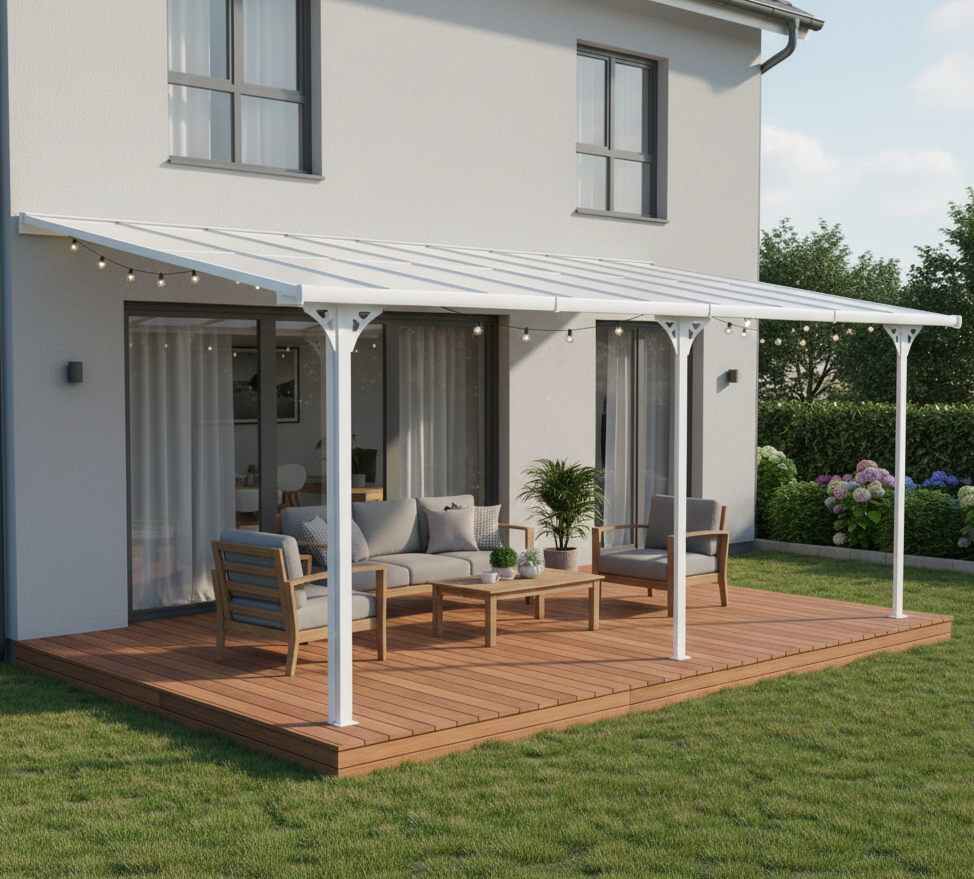 Altantak 6x3 m | Kanalplast / Aluminium| Premium modell | Vit