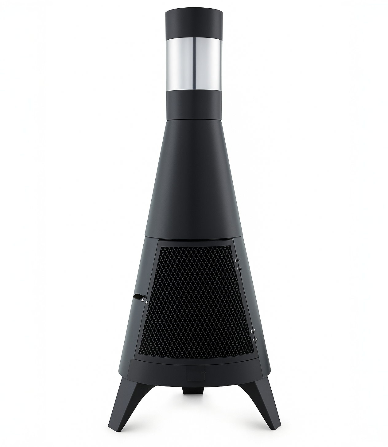 Eldstad med skorsten i st�l | Inbyggd vedf�rvaring | Svart