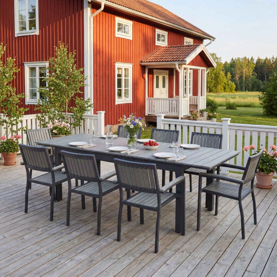 Underh�llsfria utem�bler 180-240 cm | 8 stolar | Lyfco Waxholm