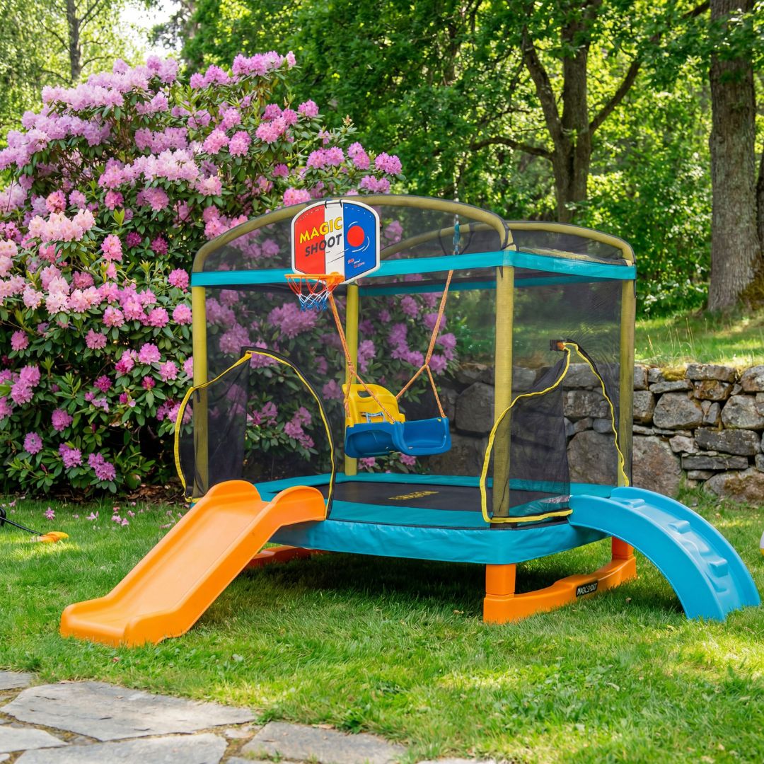 Rektangulär studsmatta 180×130 cm – PE-säkerhetsnät, 32 fjädrar & stabil stålkonstruktion Rektangulär studsmatta 180×130 cm – PE-säkerhetsnät, 32 fjädrar & stabil stålkonstruktion