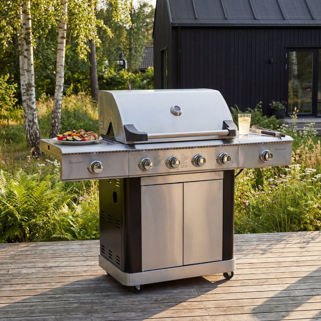 Gasolgrill premium i rostfritt stål | 5 gasolbrännare | 1st IR-brännare | Dallas Gasolgrill premium i rostfritt stål | 5 gasolbrännare | 1st IR-brännare | Dallas